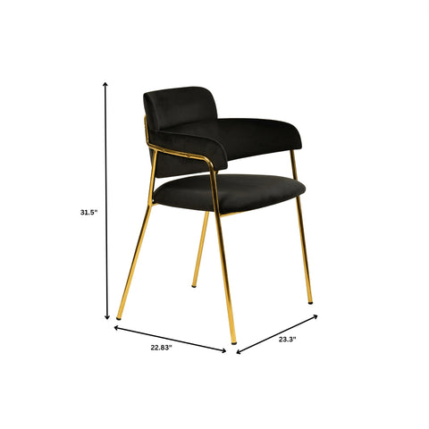 Axis Upholstered Dining Chair with Curved Open-Back Design and Gold Stainless Steel Legs