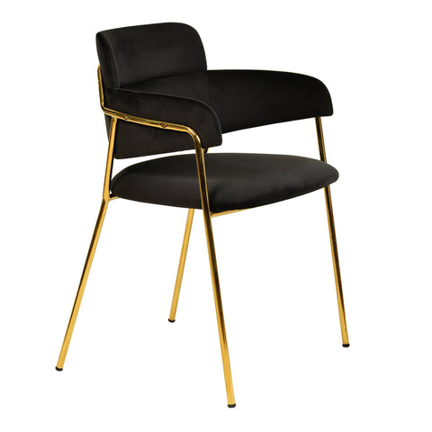 Axis Upholstered Dining Chair with Curved Open-Back Design and Gold Stainless Steel Legs