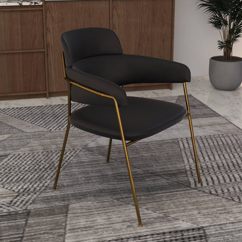 Axis Upholstered Dining Chair with Curved Open-Back Design and Gold Stainless Steel Legs