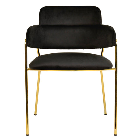 Axis Upholstered Dining Chair with Curved Open-Back Design and Gold Stainless Steel Legs