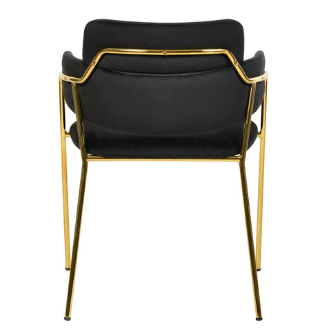 Axis Upholstered Dining Chair with Curved Open-Back Design and Gold Stainless Steel Legs