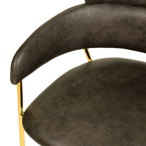 Axis Upholstered Dining Chair with Curved Open-Back Design and Gold Stainless Steel Legs