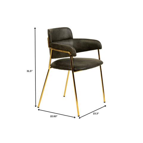 Axis Upholstered Dining Chair with Curved Open-Back Design and Gold Stainless Steel Legs