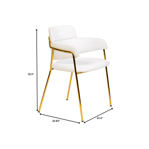 Axis Upholstered Dining Chair with Curved Open-Back Design and Gold Stainless Steel Legs