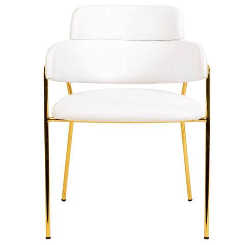 Axis Upholstered Dining Chair with Curved Open-Back Design and Gold Stainless Steel Legs