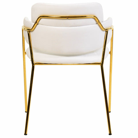 Axis Upholstered Dining Chair with Curved Open-Back Design and Gold Stainless Steel Legs