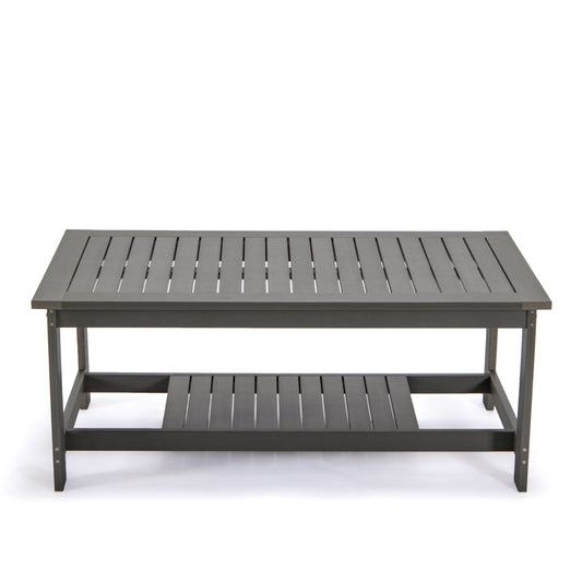 Alpine Rectangular Coffee Table in Polystyrene with Slatted Design and Lower Shelf