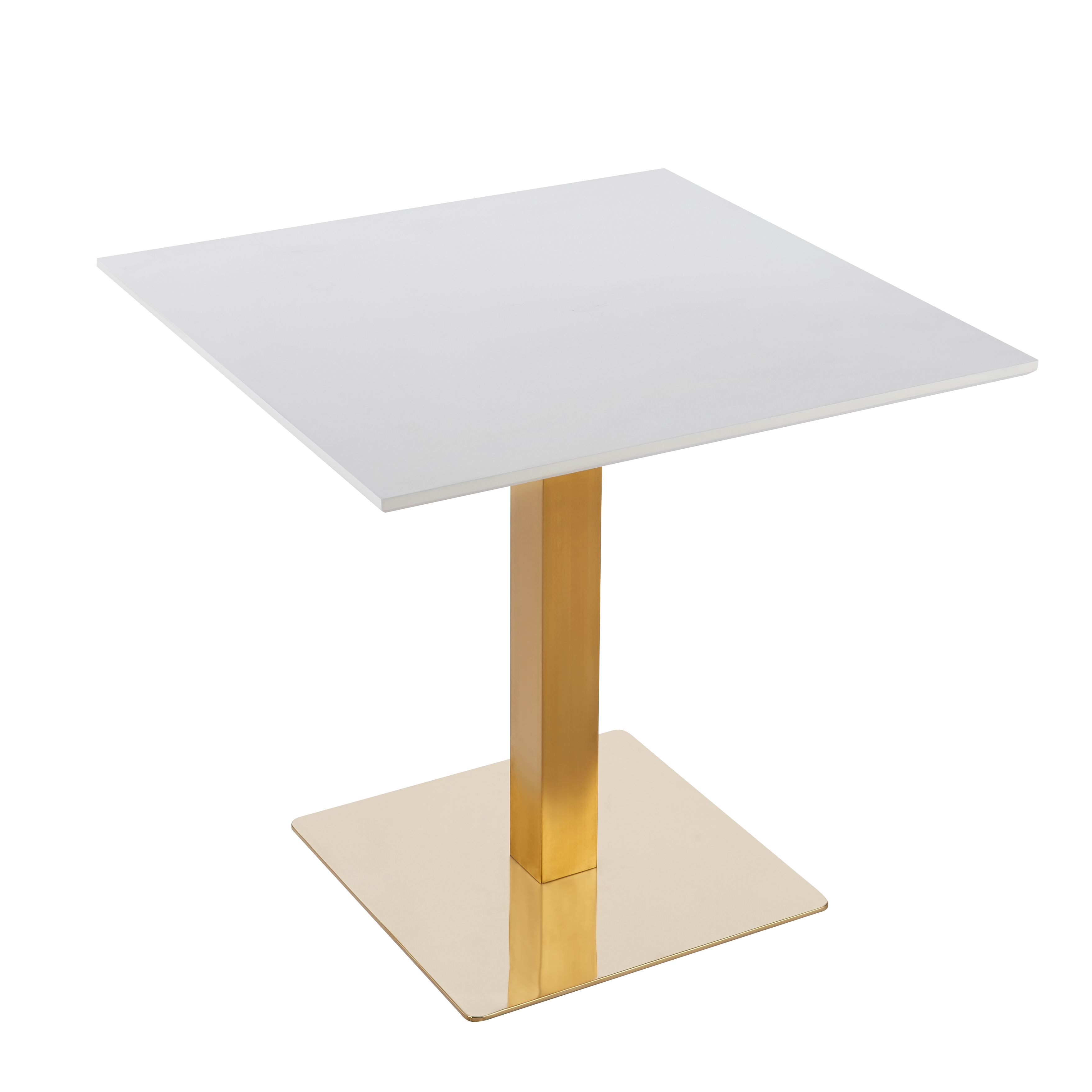 Avenue Collection 35" Square Sintered Stone Top Dining Table in Gold Iron Base