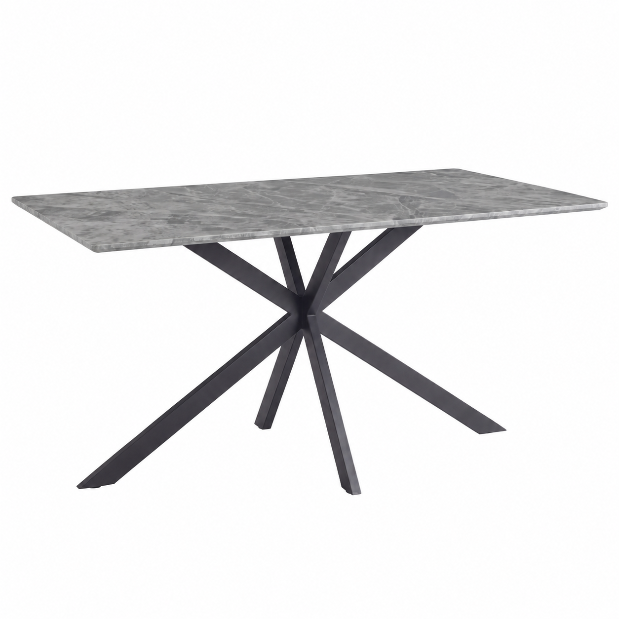 Apex 48 in. Rectangular Dining Table with Sintered Stone Tabletop in Black Steel Base