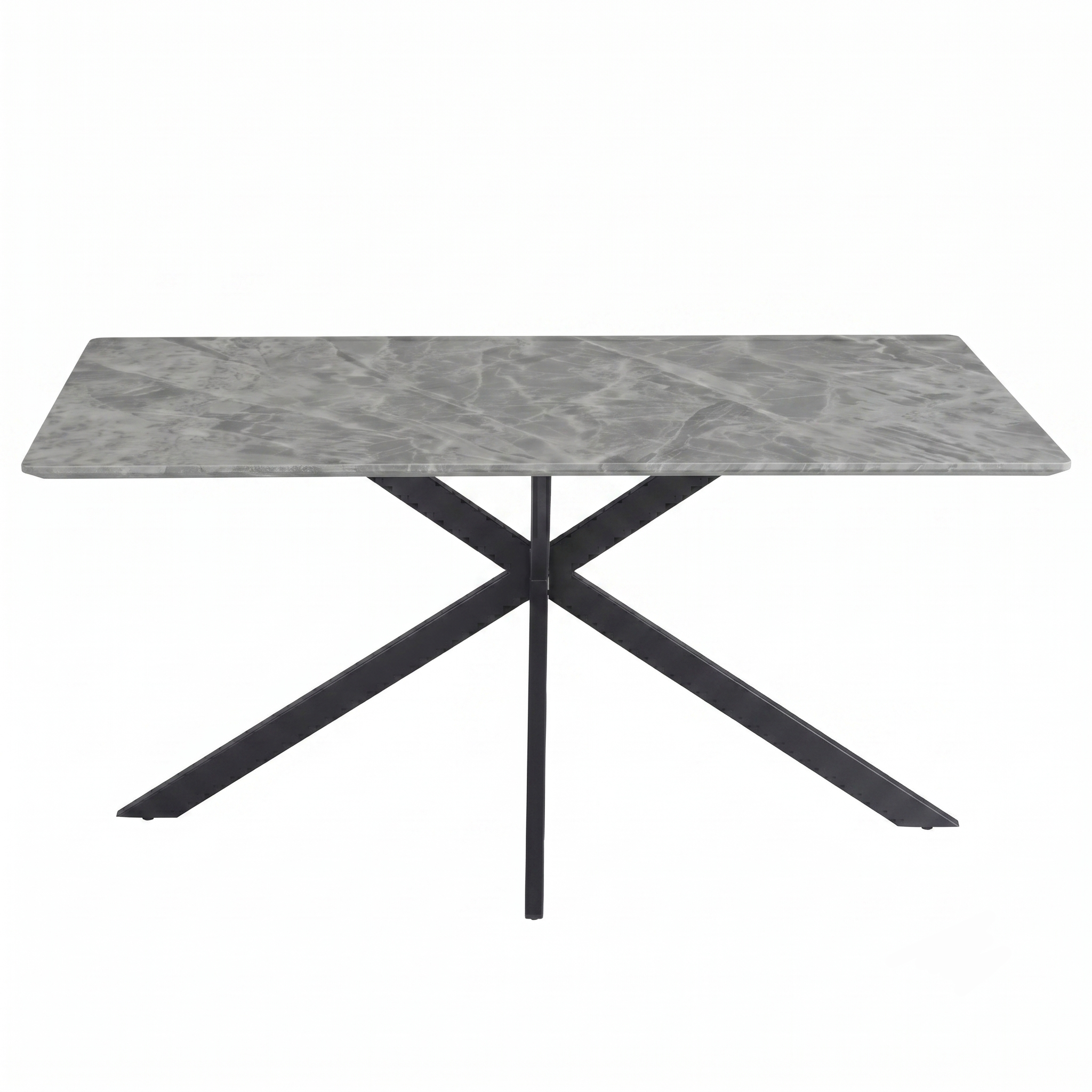 Apex 48 in. Rectangular Dining Table with Sintered Stone Tabletop in Black Steel Base
