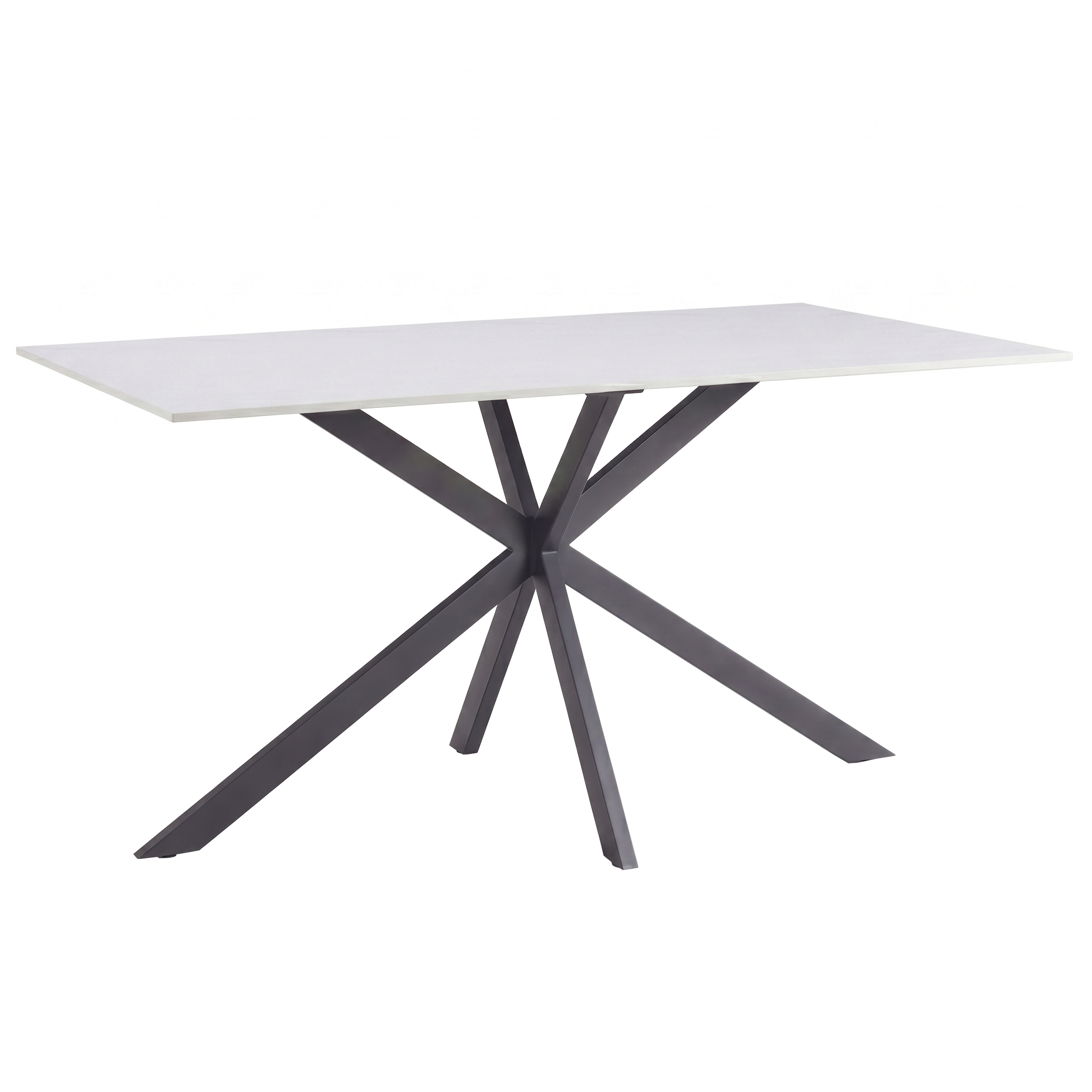 Apex 48 in. Rectangular Dining Table with Sintered Stone Tabletop in Black Steel Base