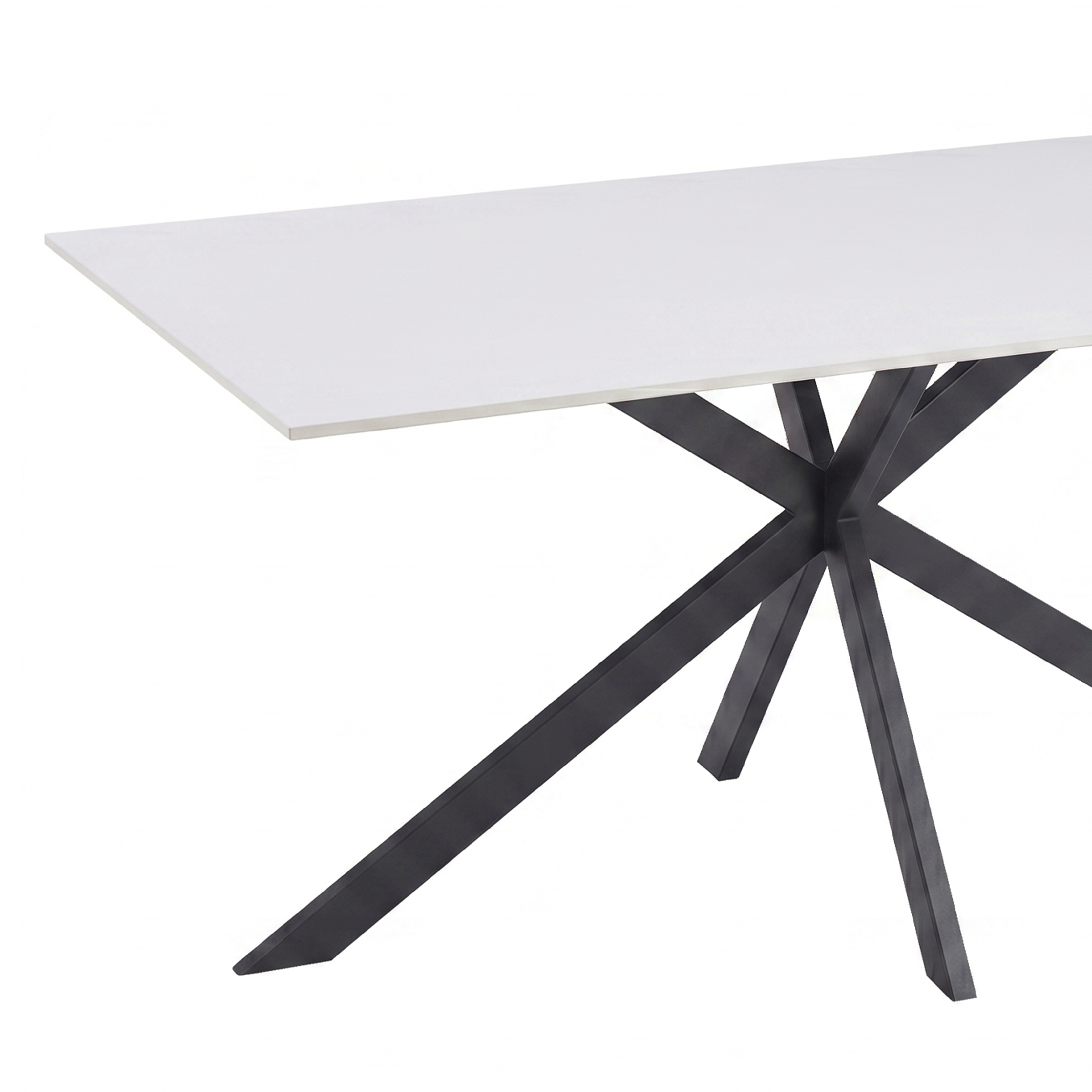 Apex 48 in. Rectangular Dining Table with Sintered Stone Tabletop in Black Steel Base