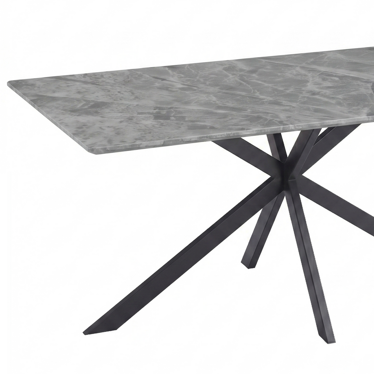 Apex Rectangular Dining Table with Sintered Stone Tabletop in Black Steel Base