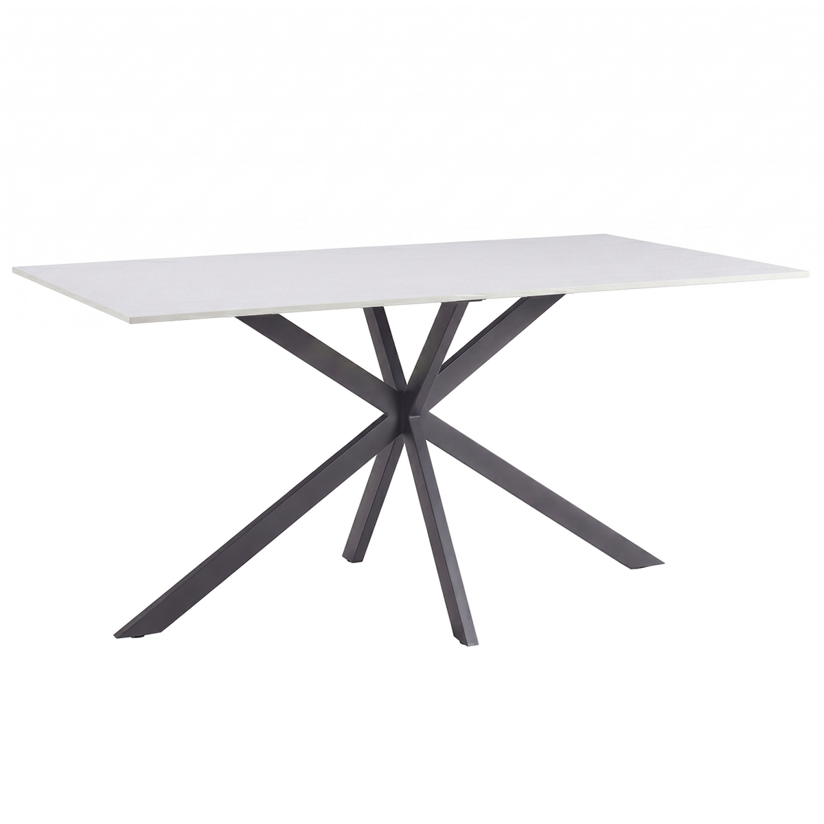 Apex Rectangular Dining Table with Sintered Stone Tabletop in Black Steel Base