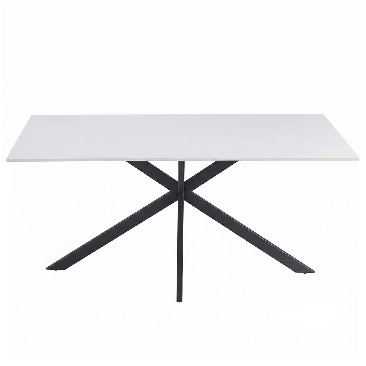 Apex Rectangular Dining Table with Sintered Stone Tabletop in Black Steel Base