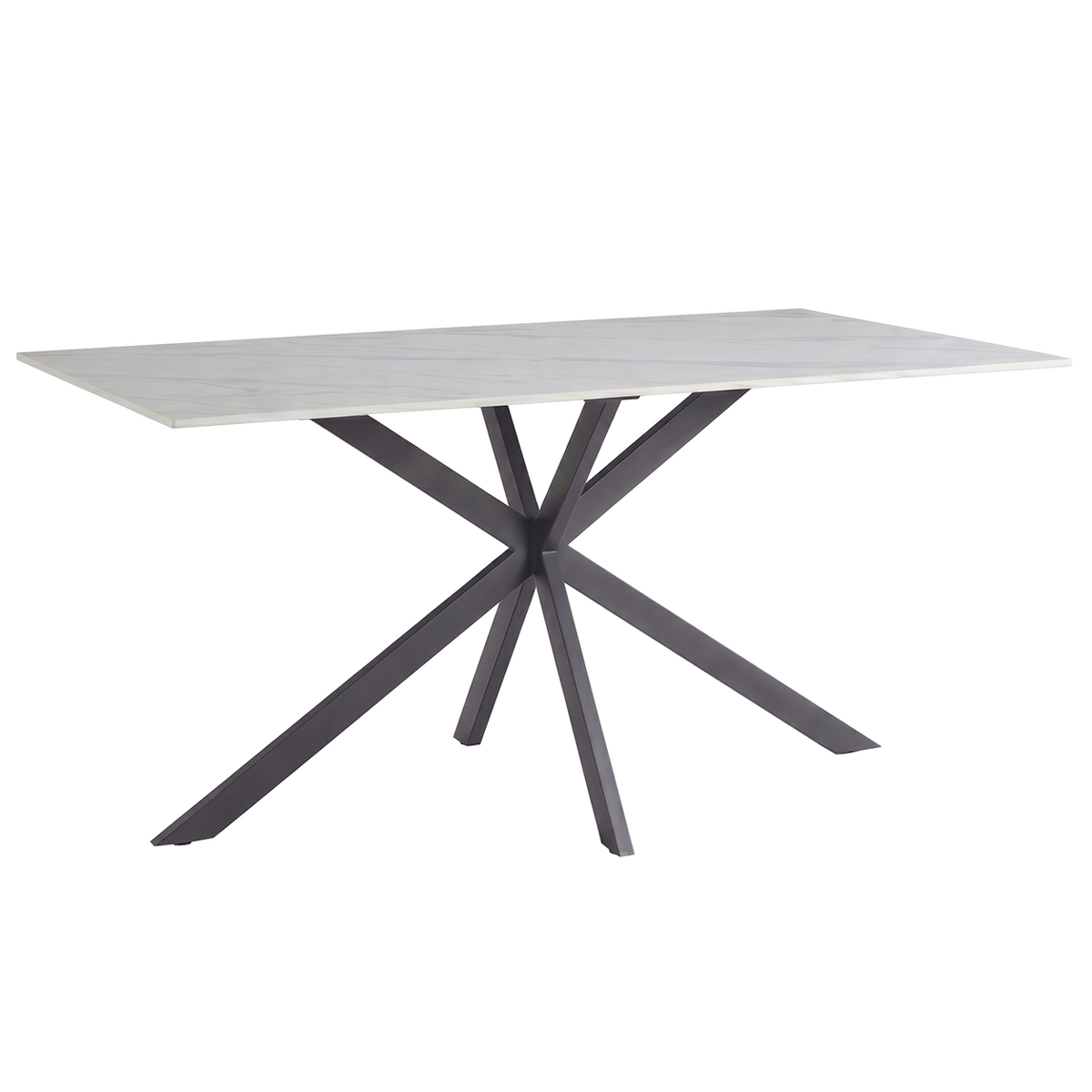 Apex Rectangular Dining Table with Sintered Stone Tabletop in Black Steel Base