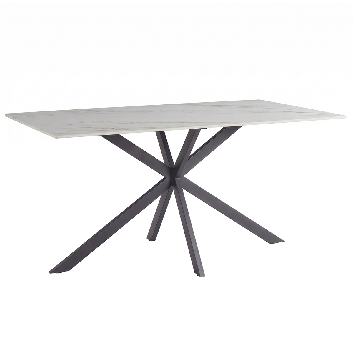 Apex Rectangular Dining Table with Sintered Stone Tabletop in Black Steel Base