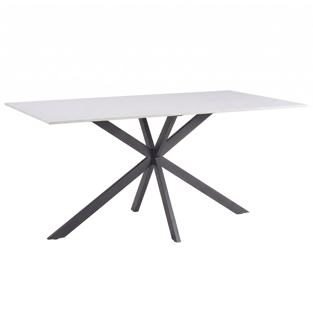 Apex Rectangular Dining Table with Sintered Stone Tabletop in Black Steel Base