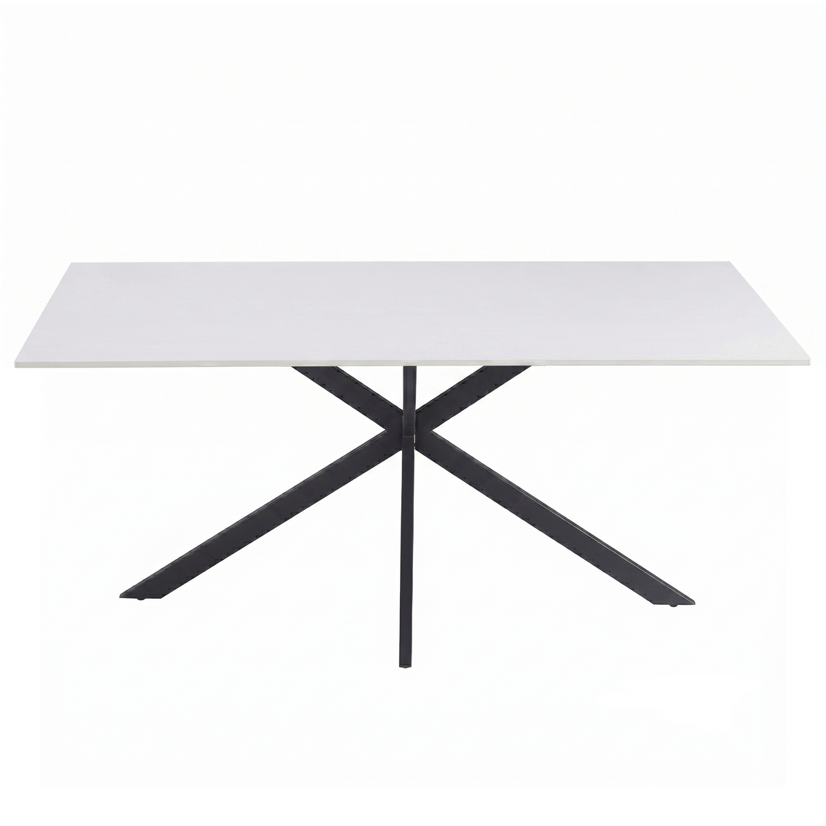 Apex Rectangular Dining Table with Sintered Stone Tabletop in Black Steel Base