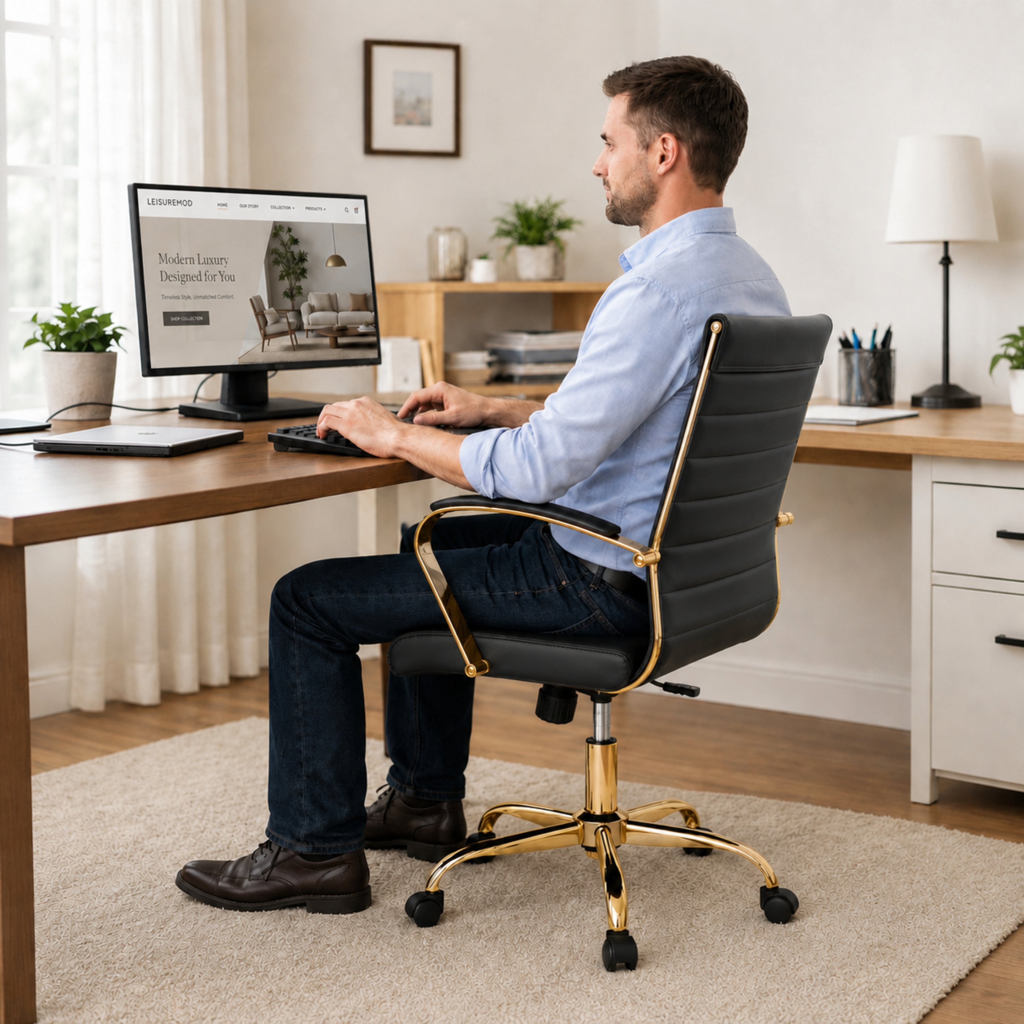Benmar High-Back Leather Adjustable Office Conference Chair