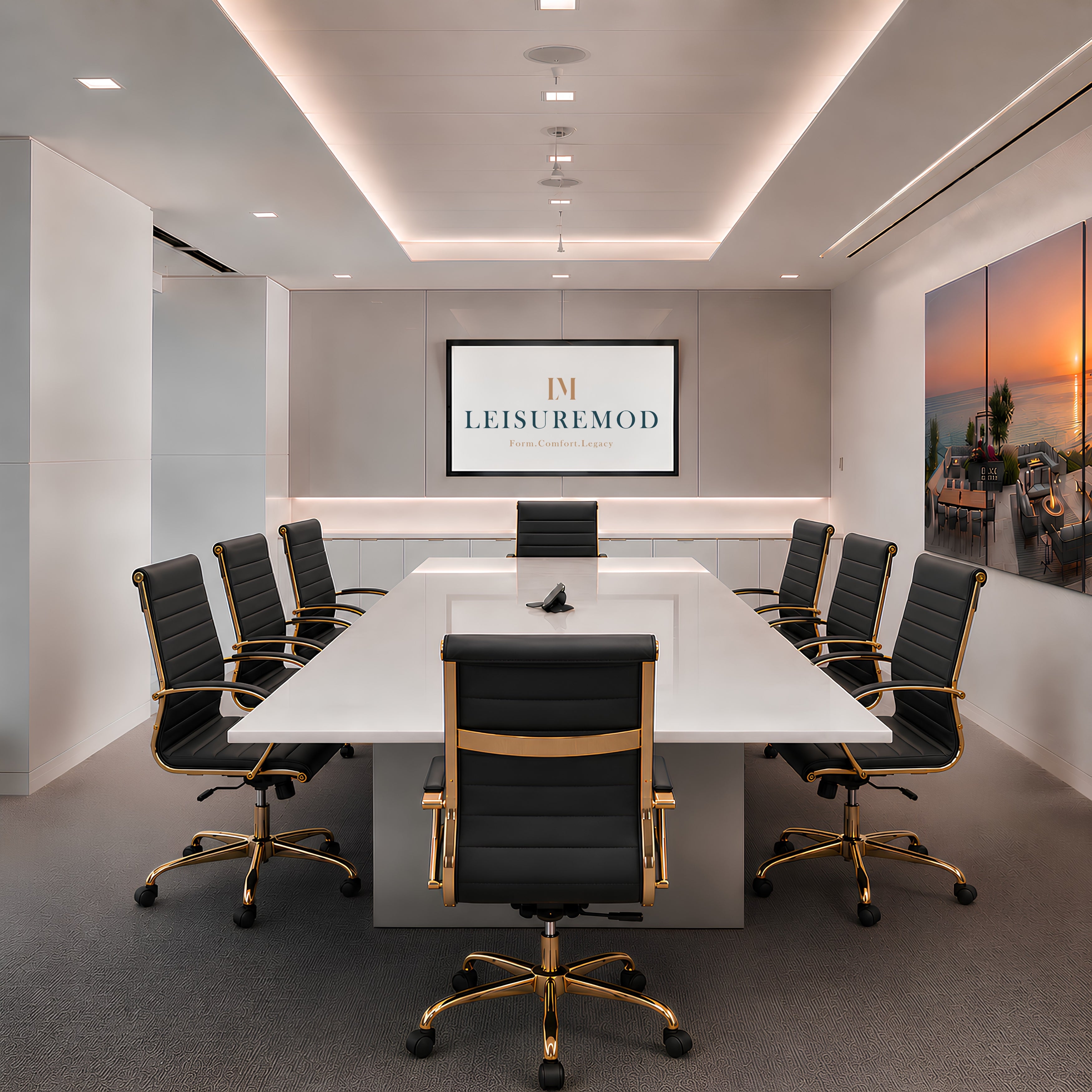 Benmar High-Back Leather Adjustable Office Conference Chair
