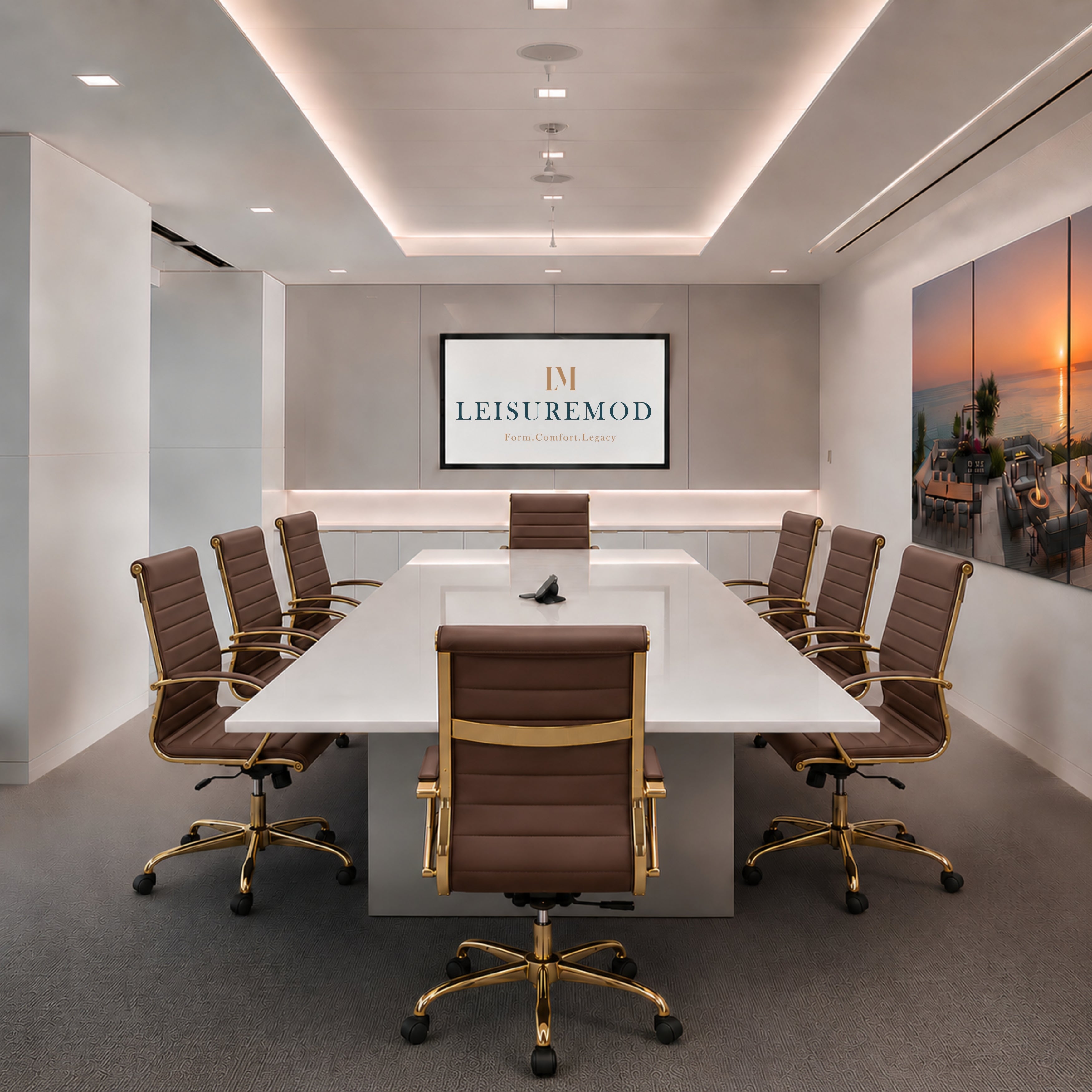 Benmar High-Back Leather Adjustable Office Conference Chair
