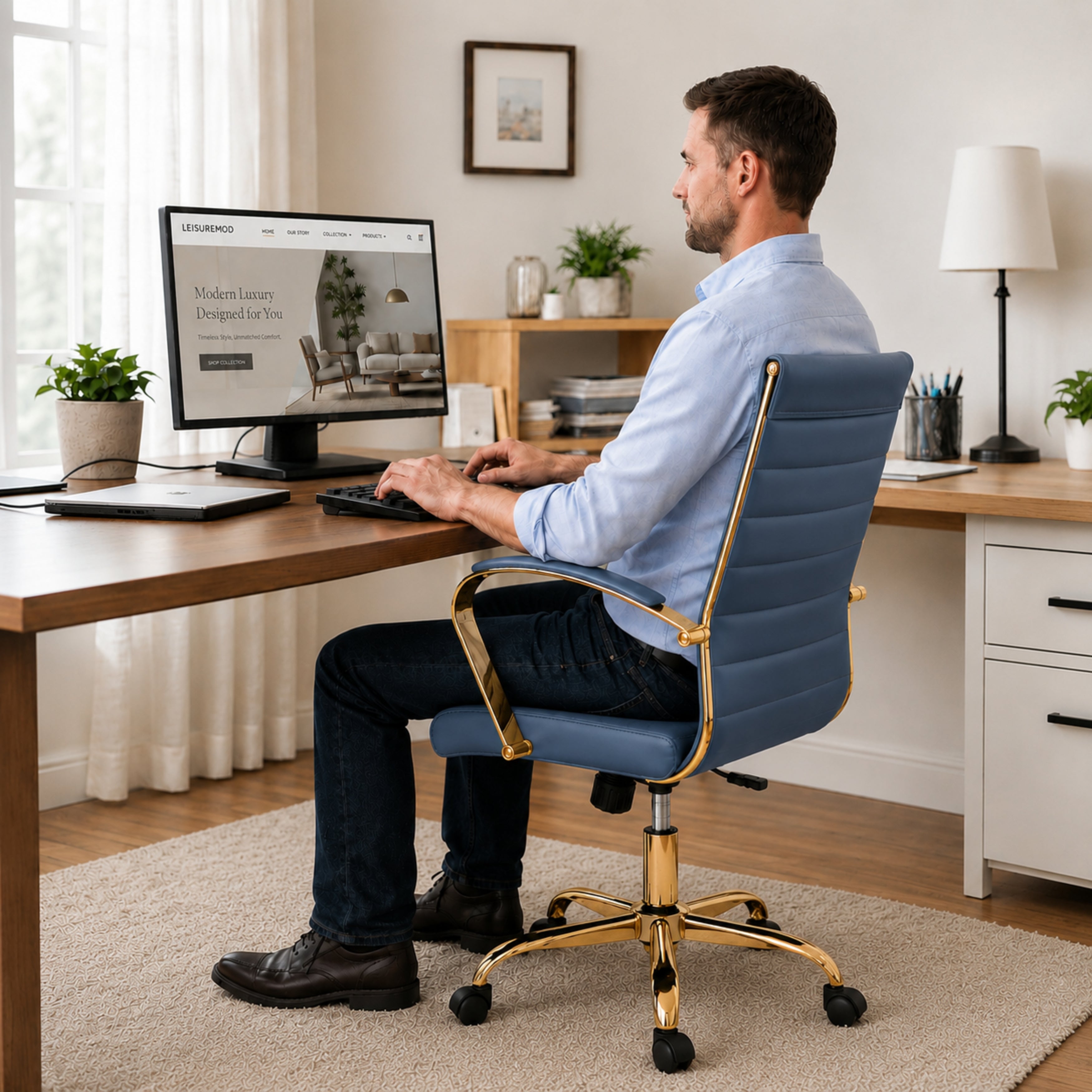 Benmar High-Back Leather Adjustable Office Conference Chair