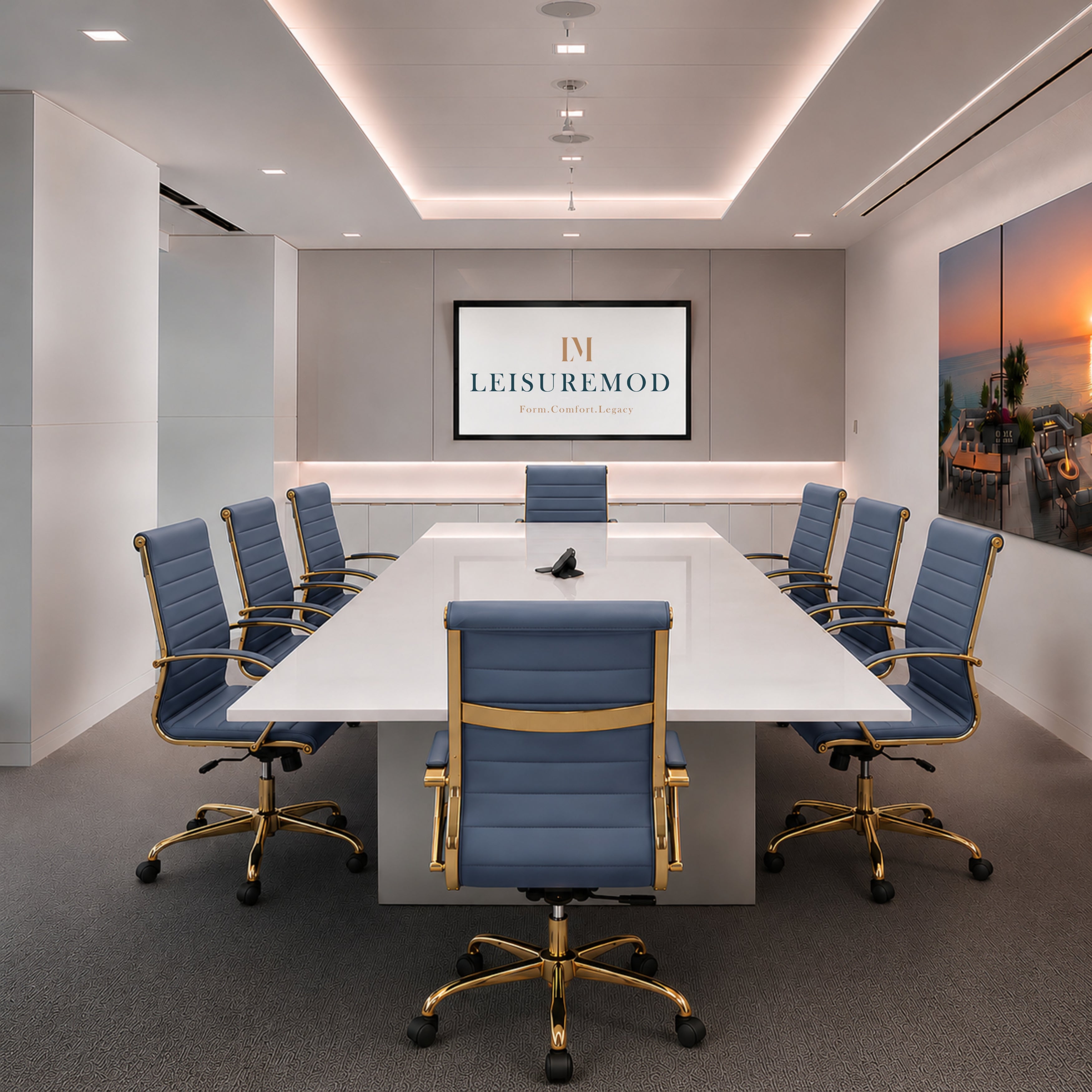 Benmar High-Back Leather Adjustable Office Conference Chair