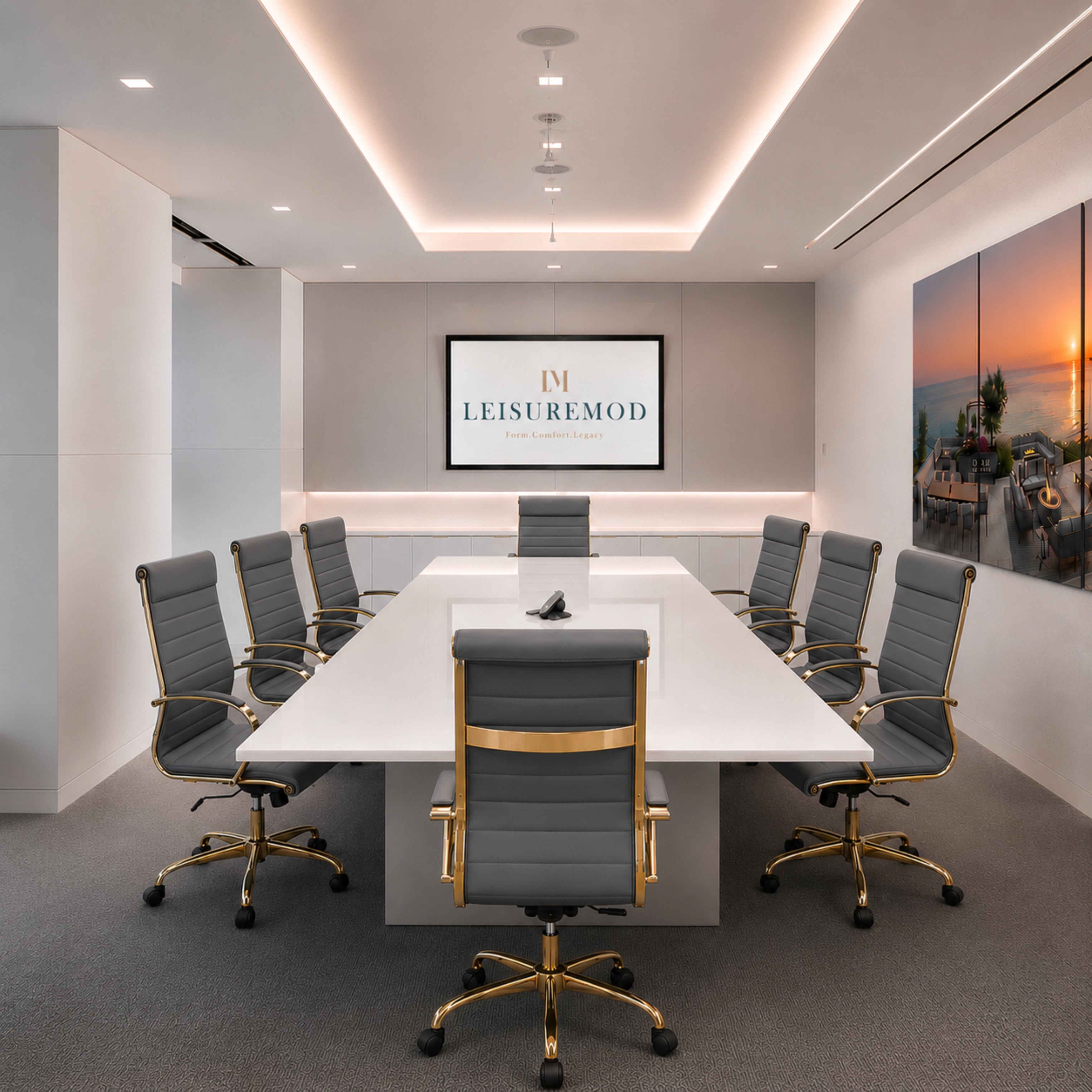 Benmar High-Back Leather Adjustable Office Conference Chair