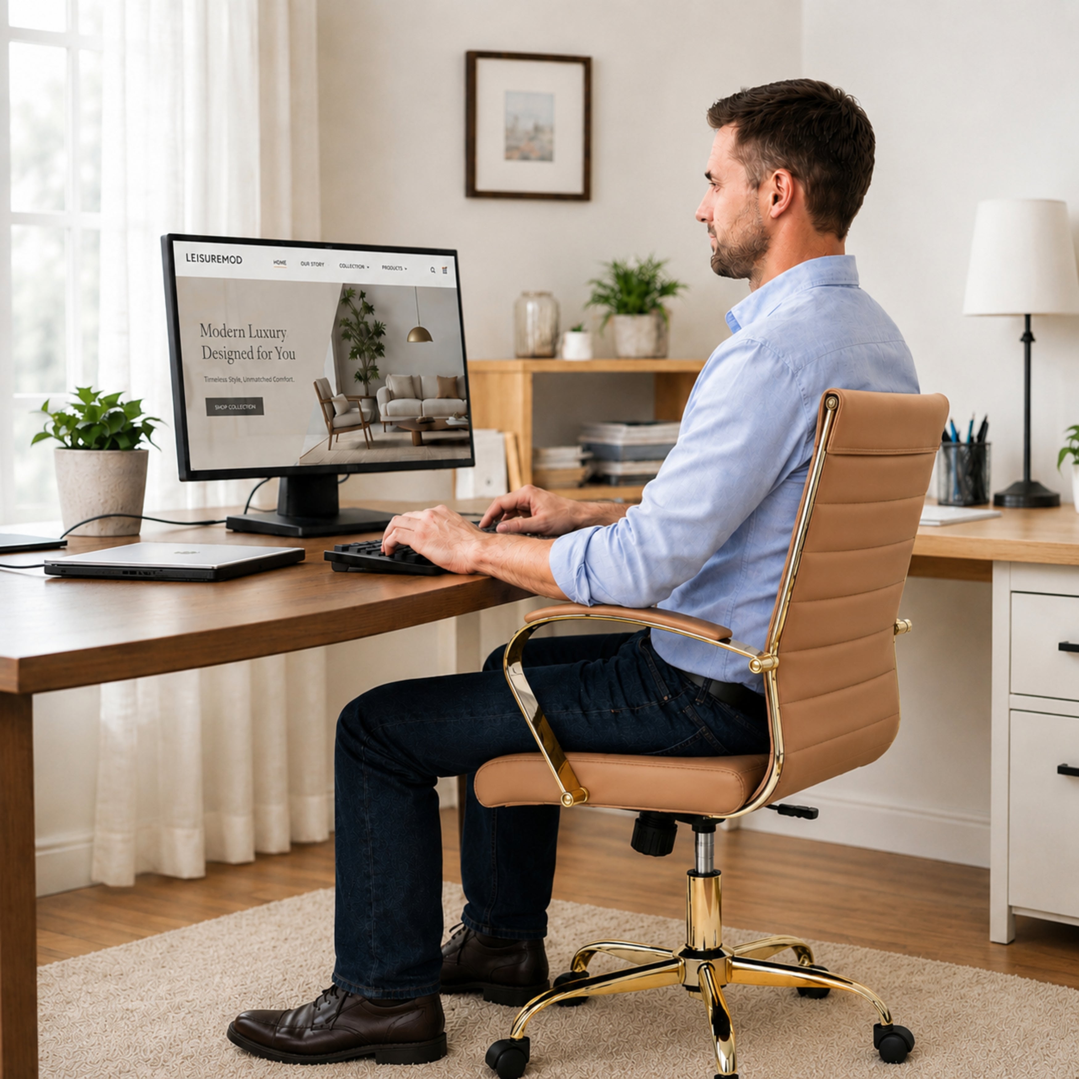 Benmar High-Back Leather Adjustable Office Conference Chair