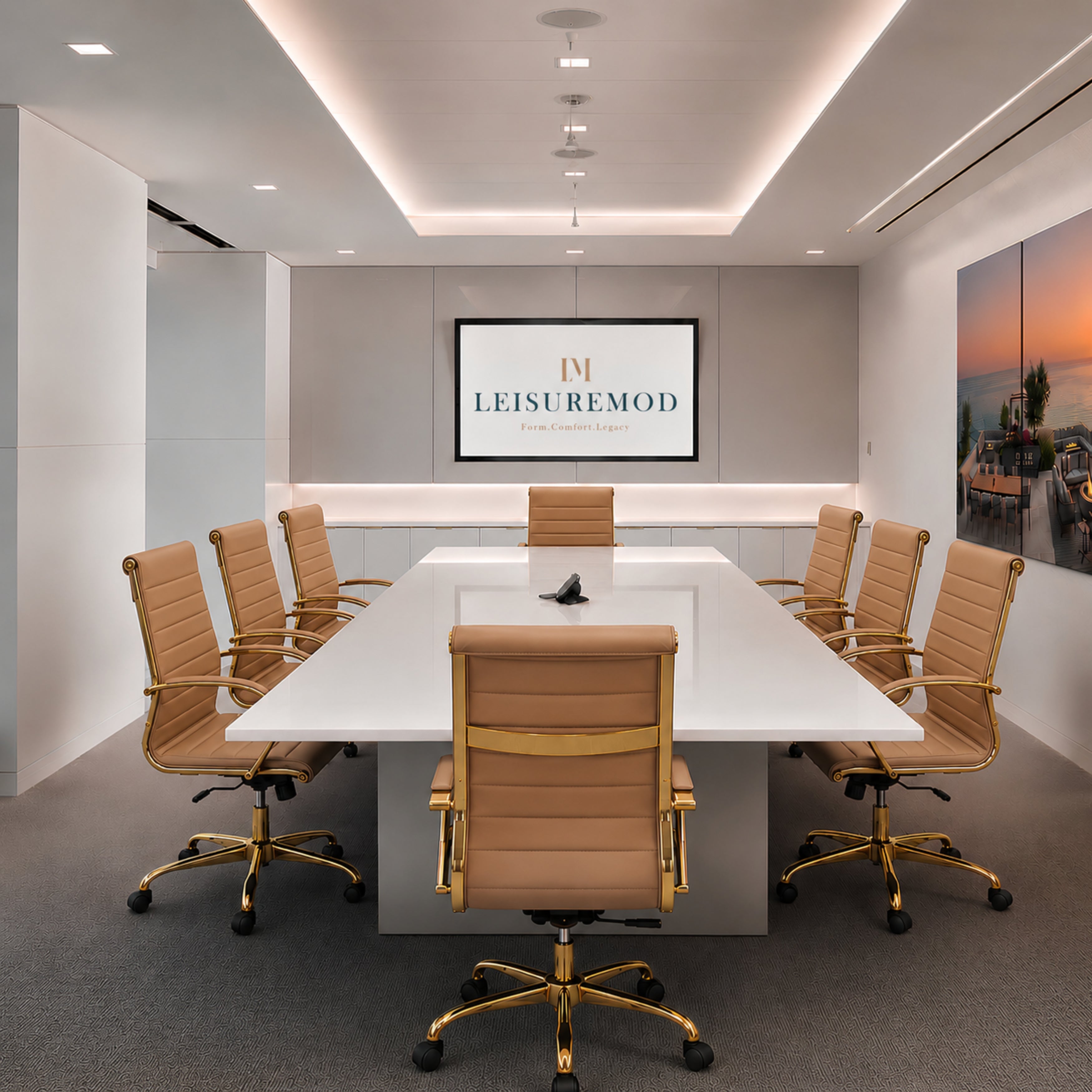 Benmar High-Back Leather Adjustable Office Conference Chair