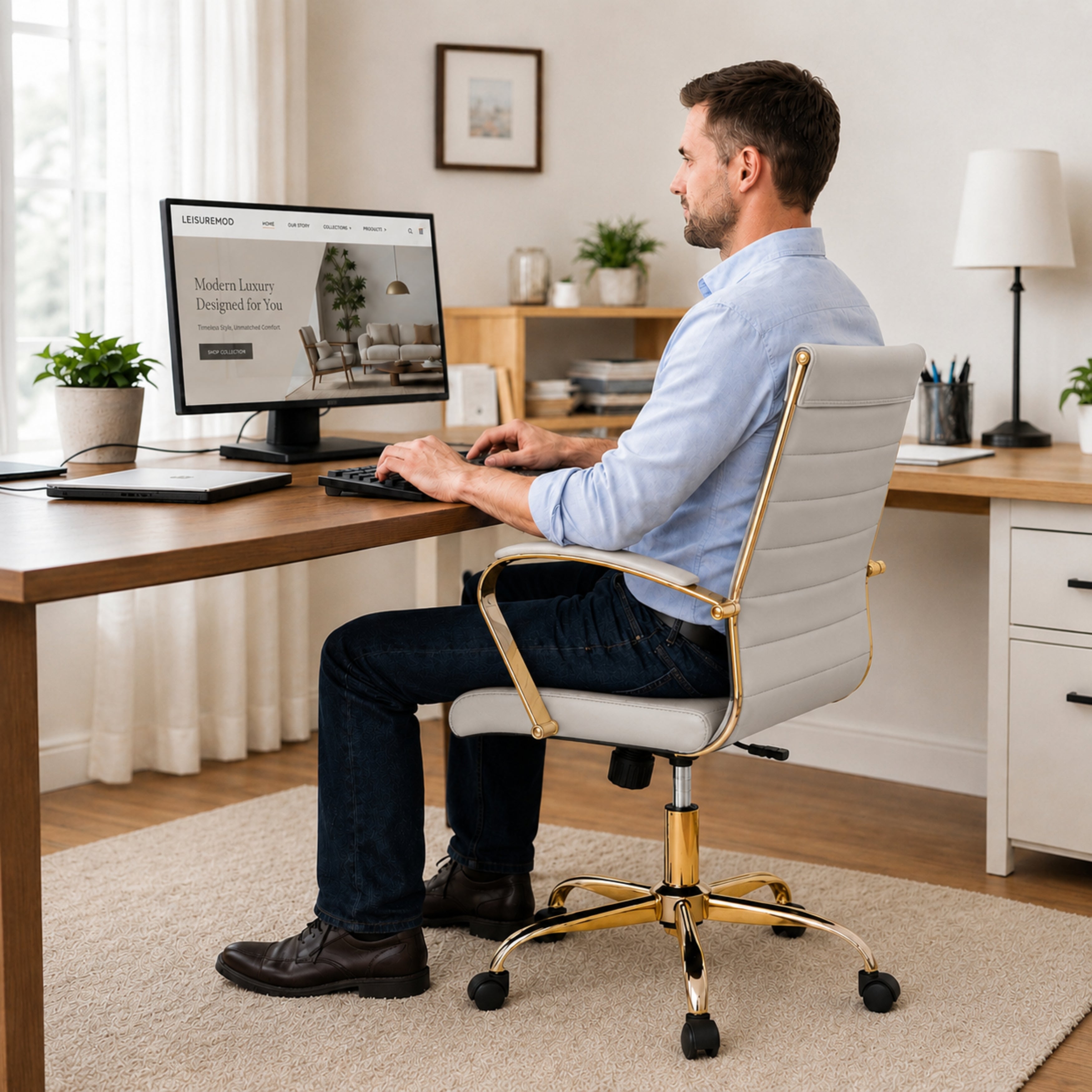 Benmar High-Back Leather Adjustable Office Conference Chair