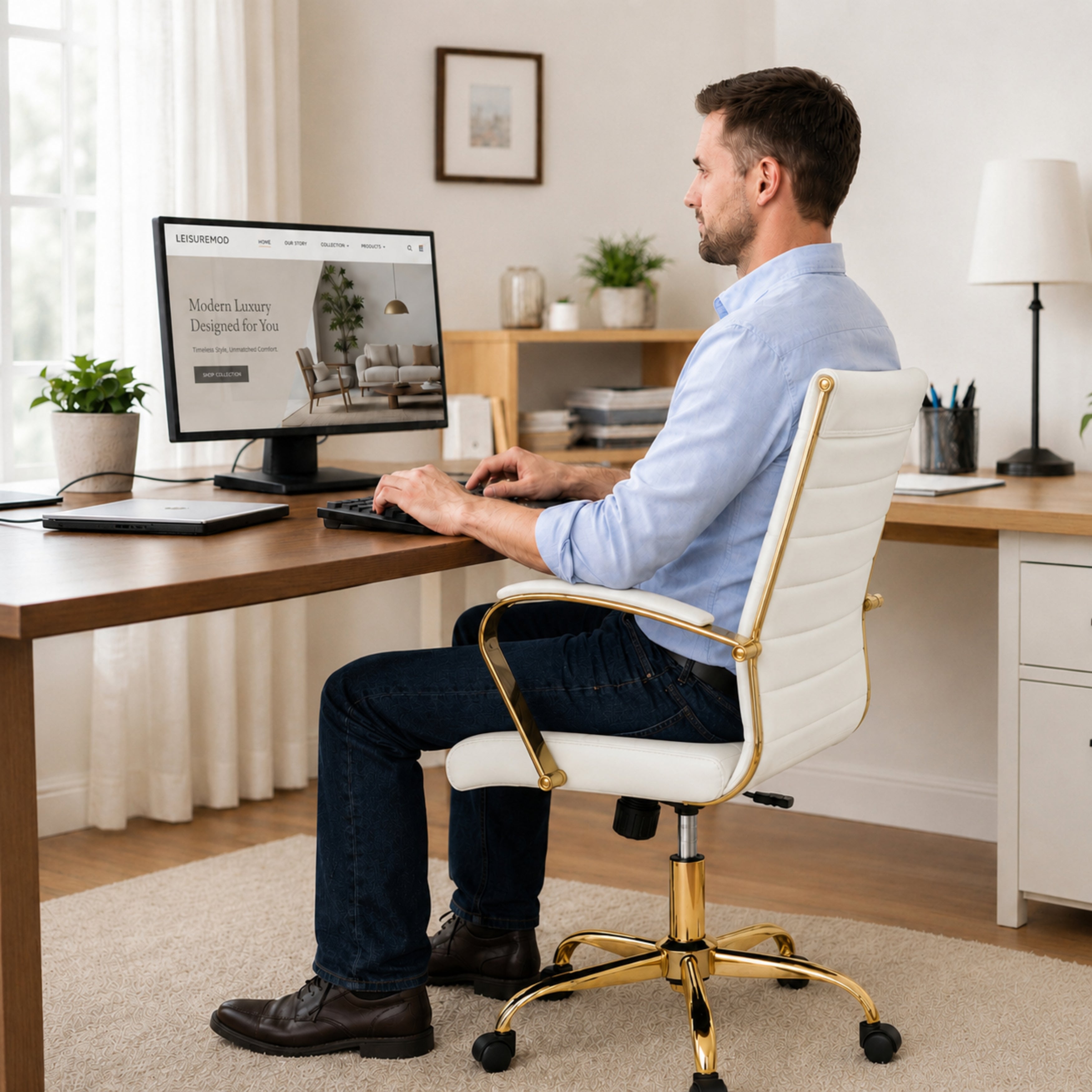 Benmar High-Back Leather Adjustable Office Conference Chair