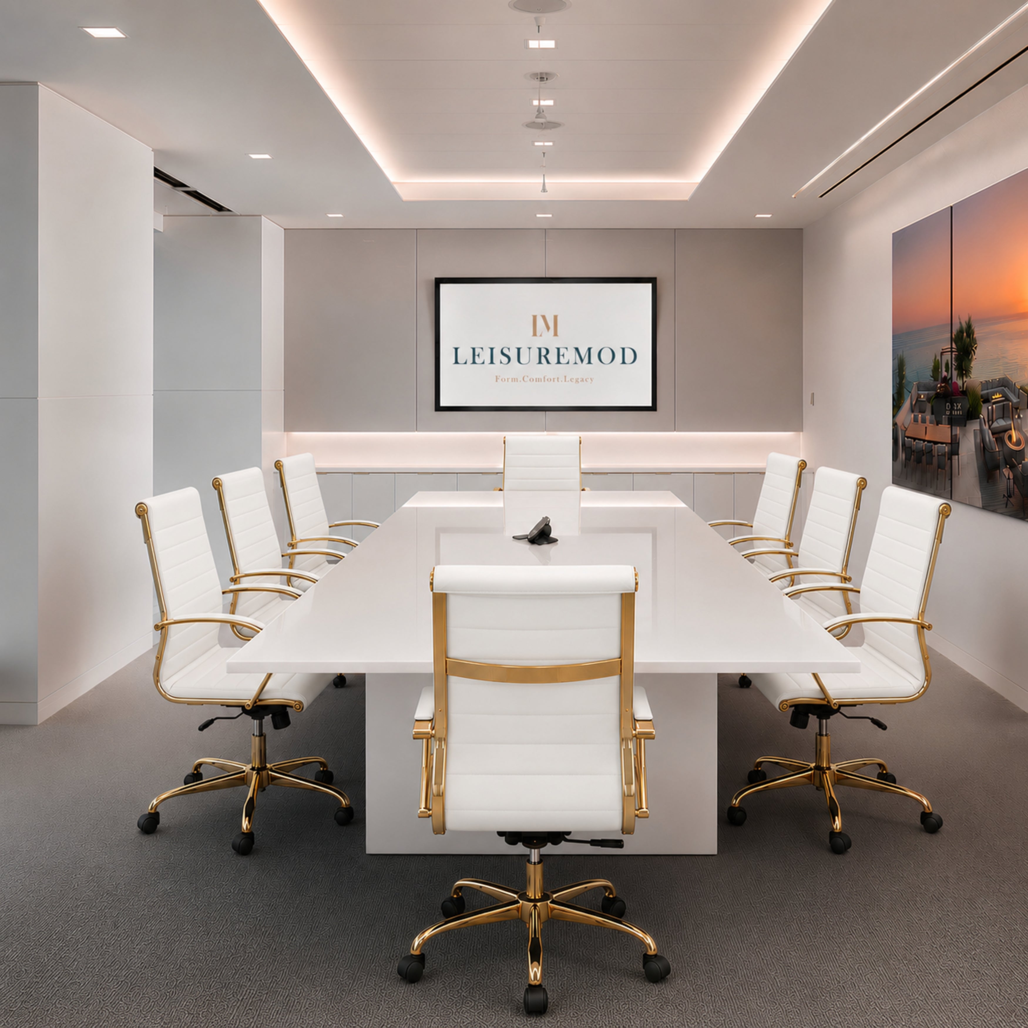 Benmar High-Back Leather Adjustable Office Conference Chair