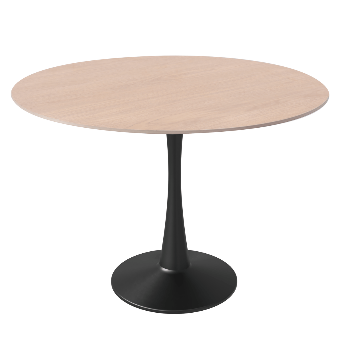 Bristol Round Dining Table, MDF, Natural Wood | LeisureMod