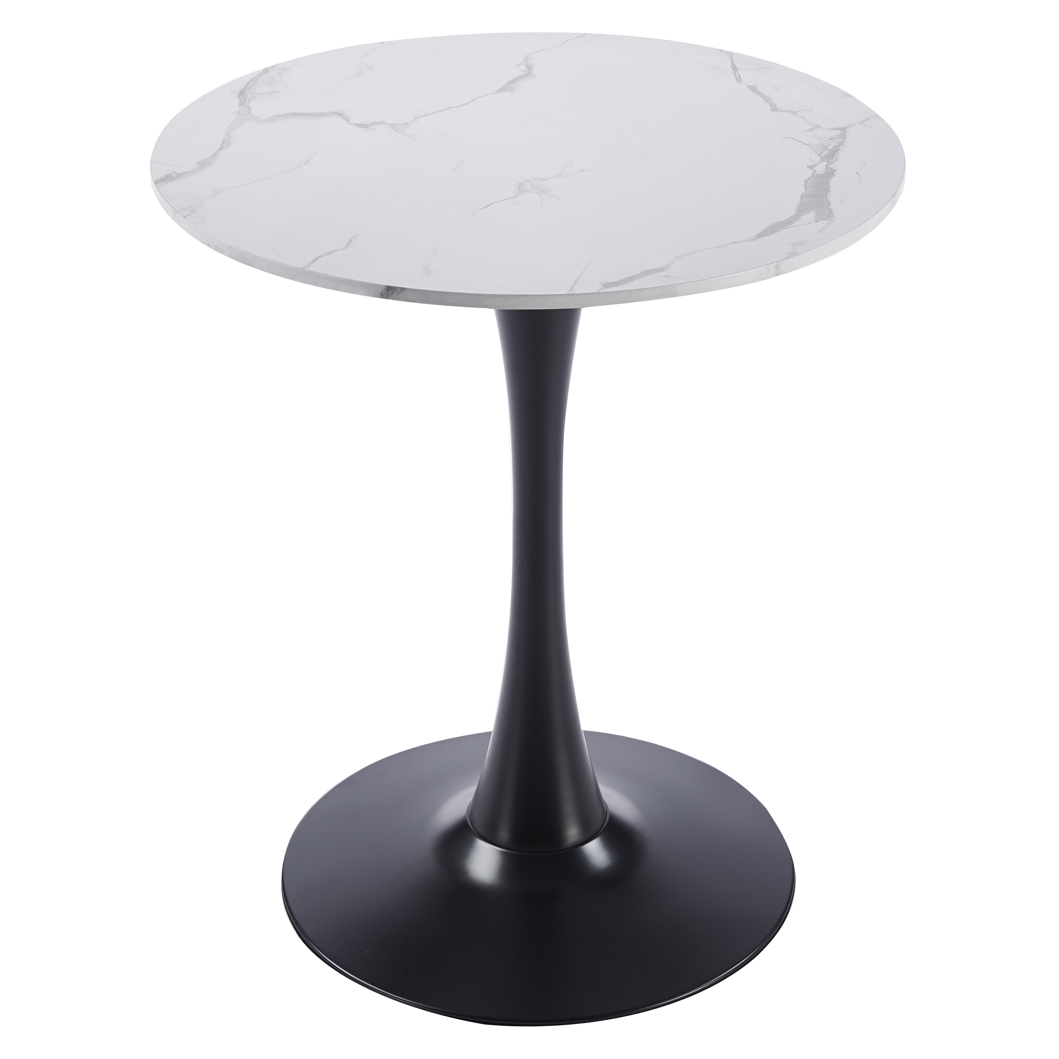 Bristol Round Dining Table with MDF/Sintered Stone/Glass and Bevel Design Tabletop in Black Steel Base
