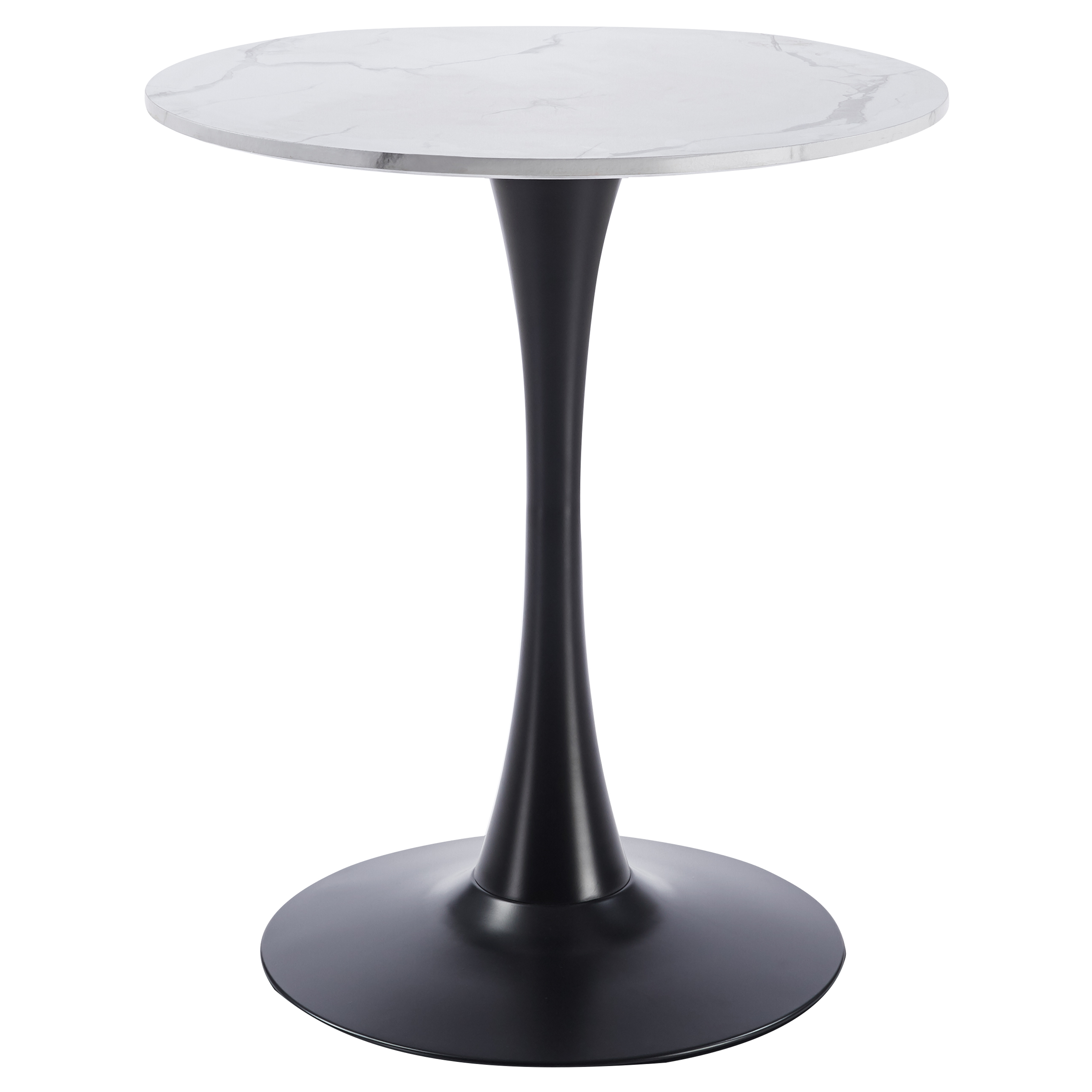 Bristol Round Dining Table with MDF/Sintered Stone/Glass and Bevel Design Tabletop in Black Steel Base