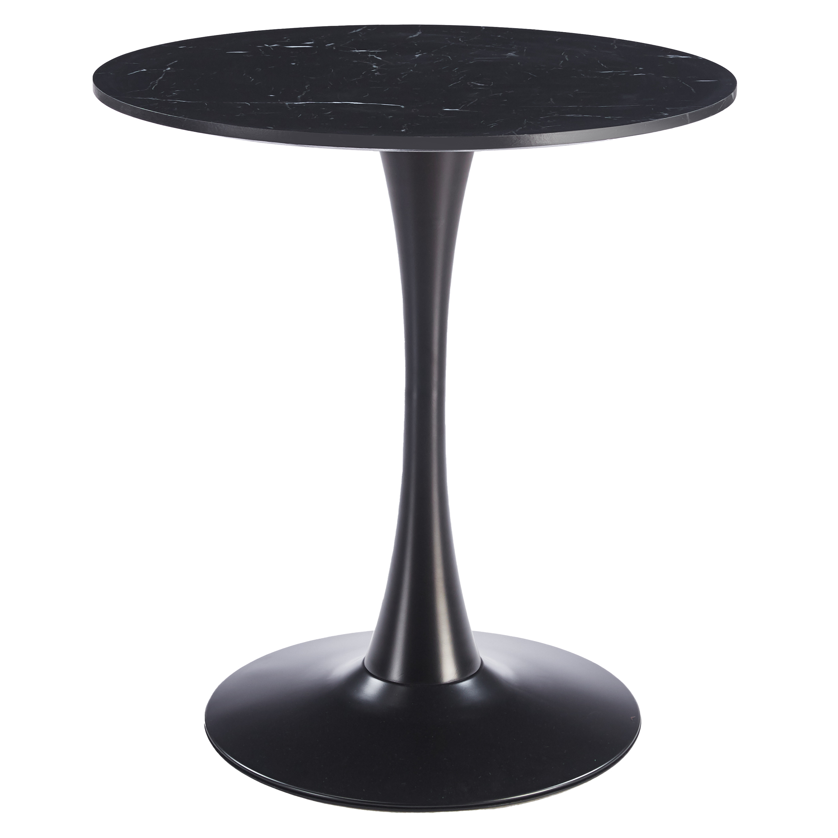 Bristol Round Dining Table with MDF/Sintered Stone/Glass and Bevel Design Tabletop in Black Steel Base