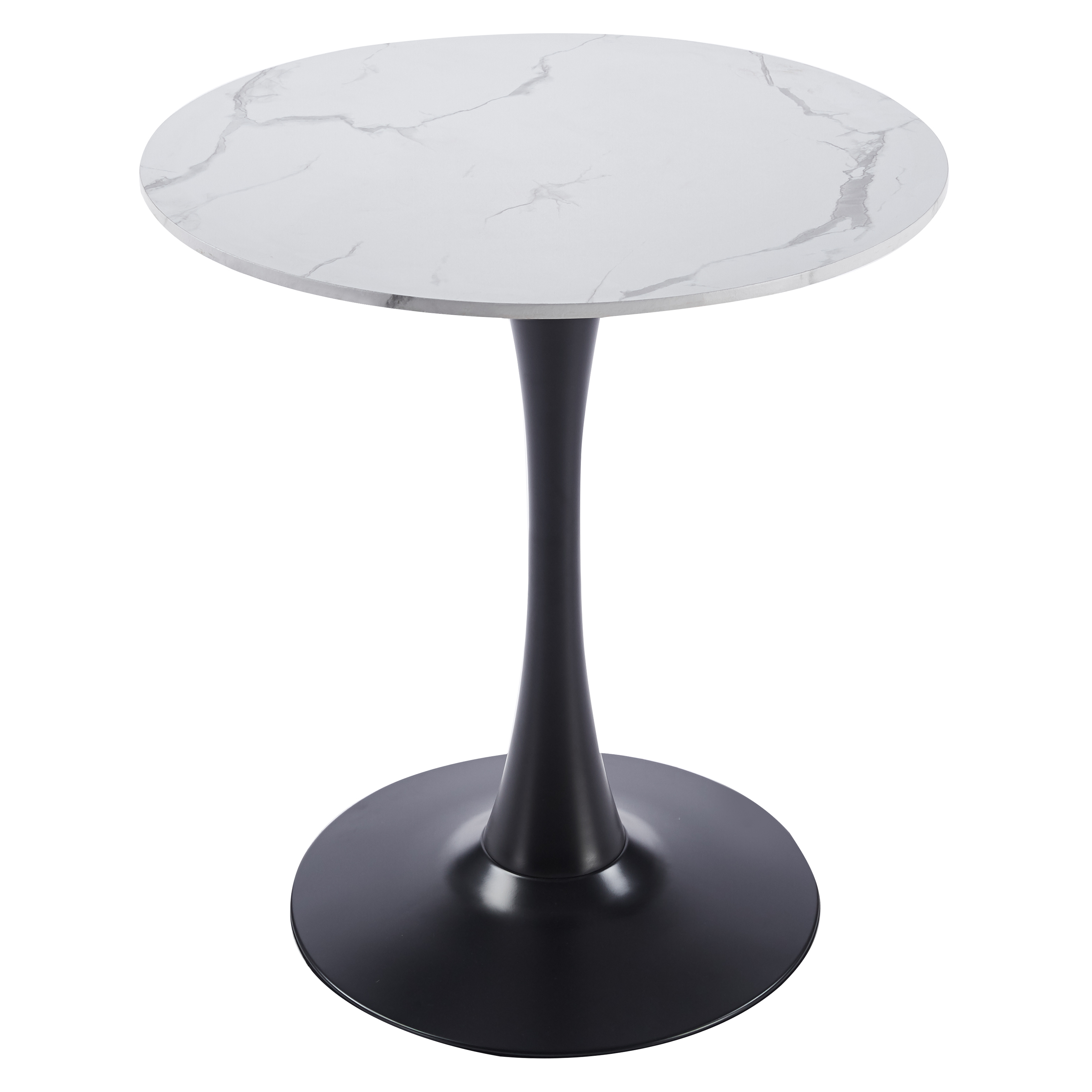 Bristol Round Dining Table with MDF/Sintered Stone/Glass and Bevel Design Tabletop in Black Steel Base