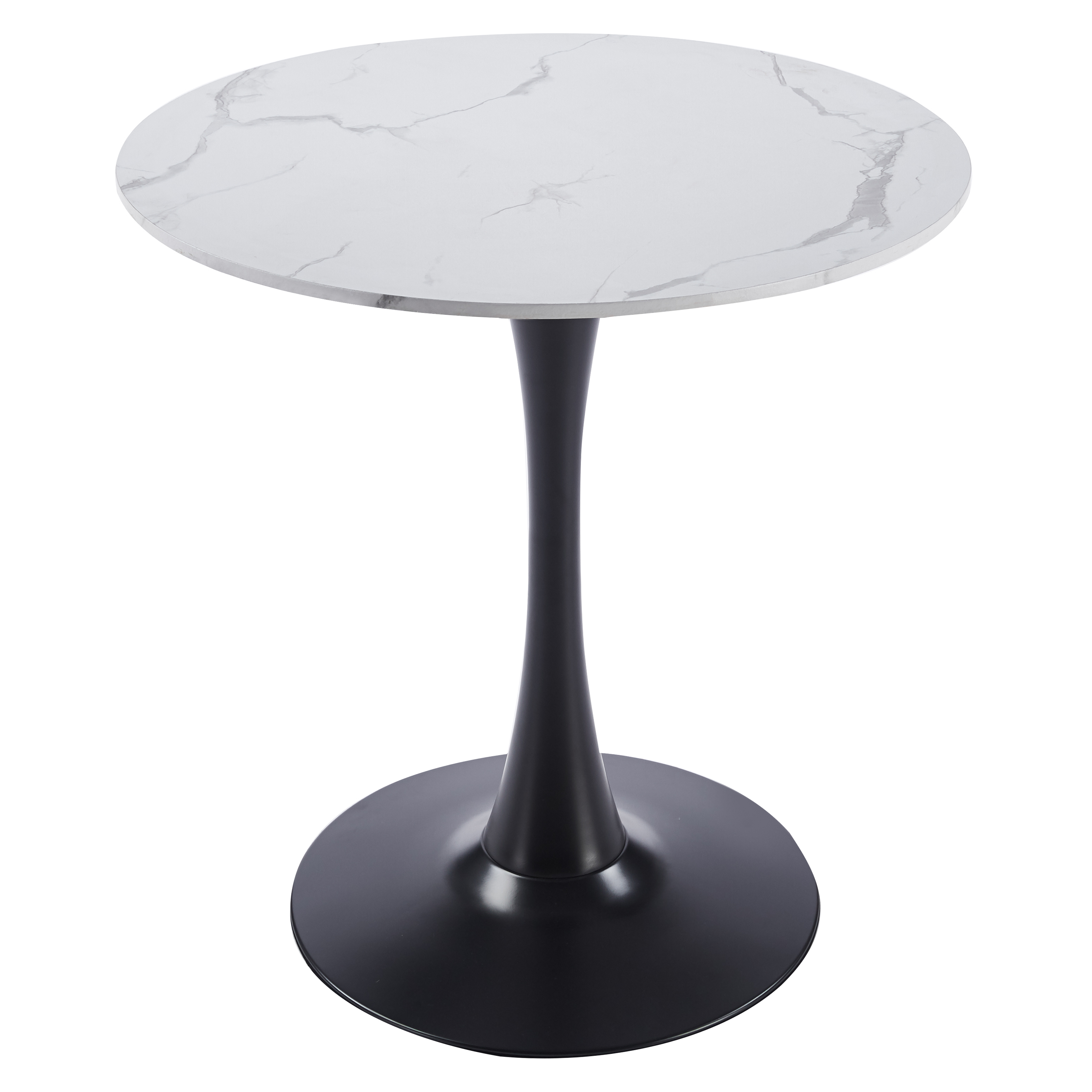 Bristol Round Dining Table with MDF/Sintered Stone/Glass and Bevel Design Tabletop in Black Steel Base