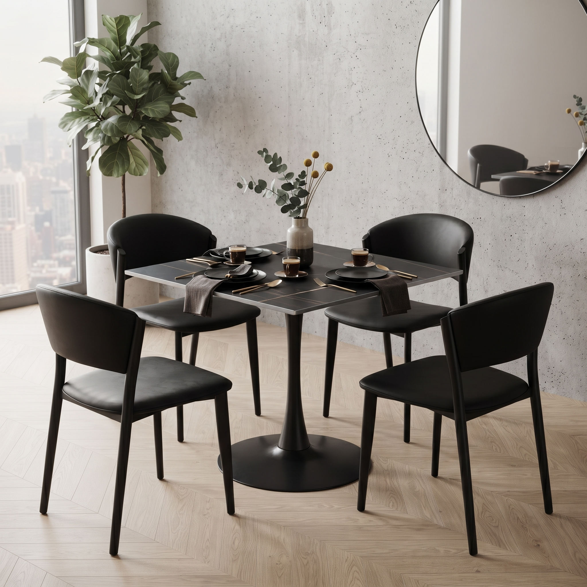 Bristol Square Dining Table with Sintered Stone Top and Steel Base