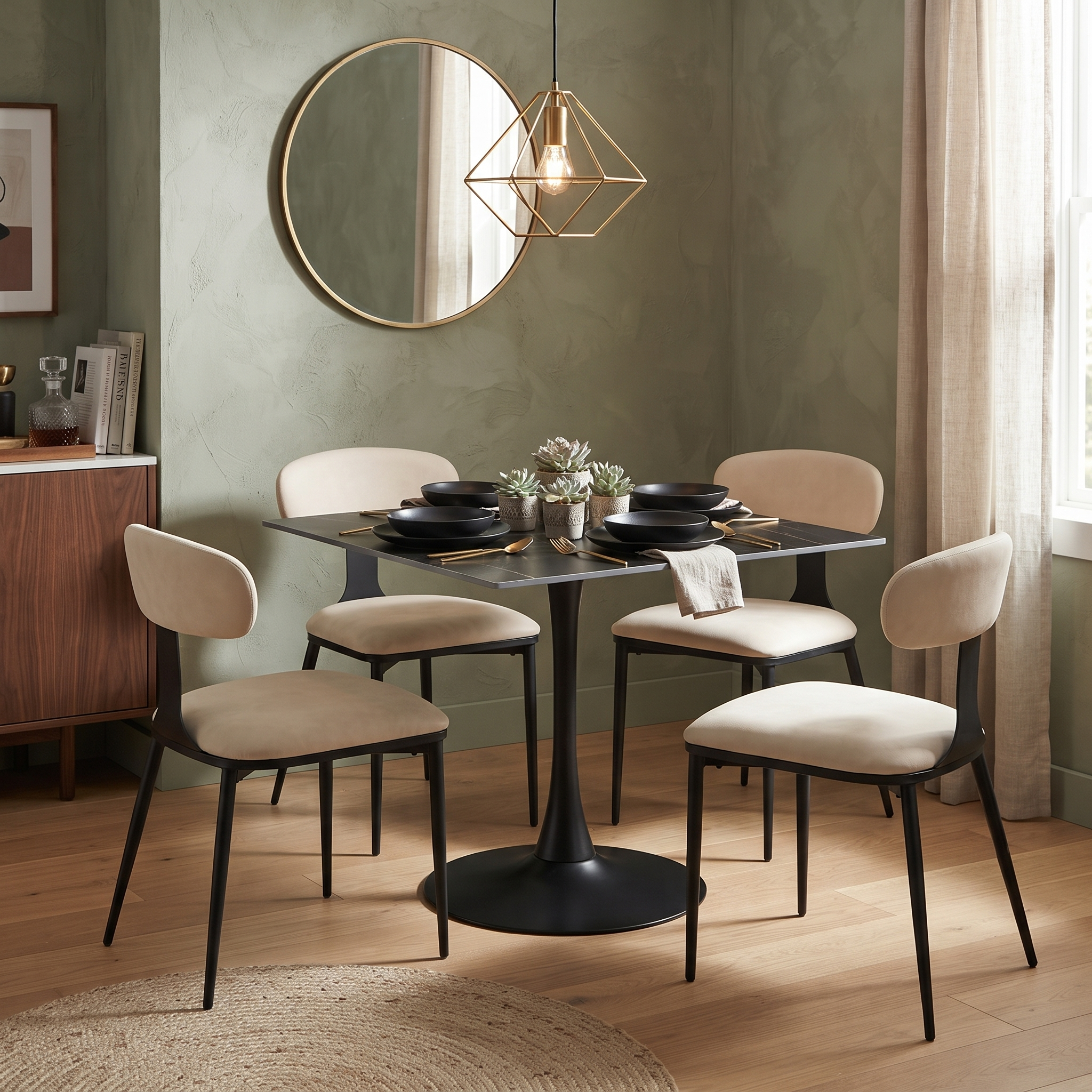 Bristol Square Dining Table with Sintered Stone Top and Steel Base