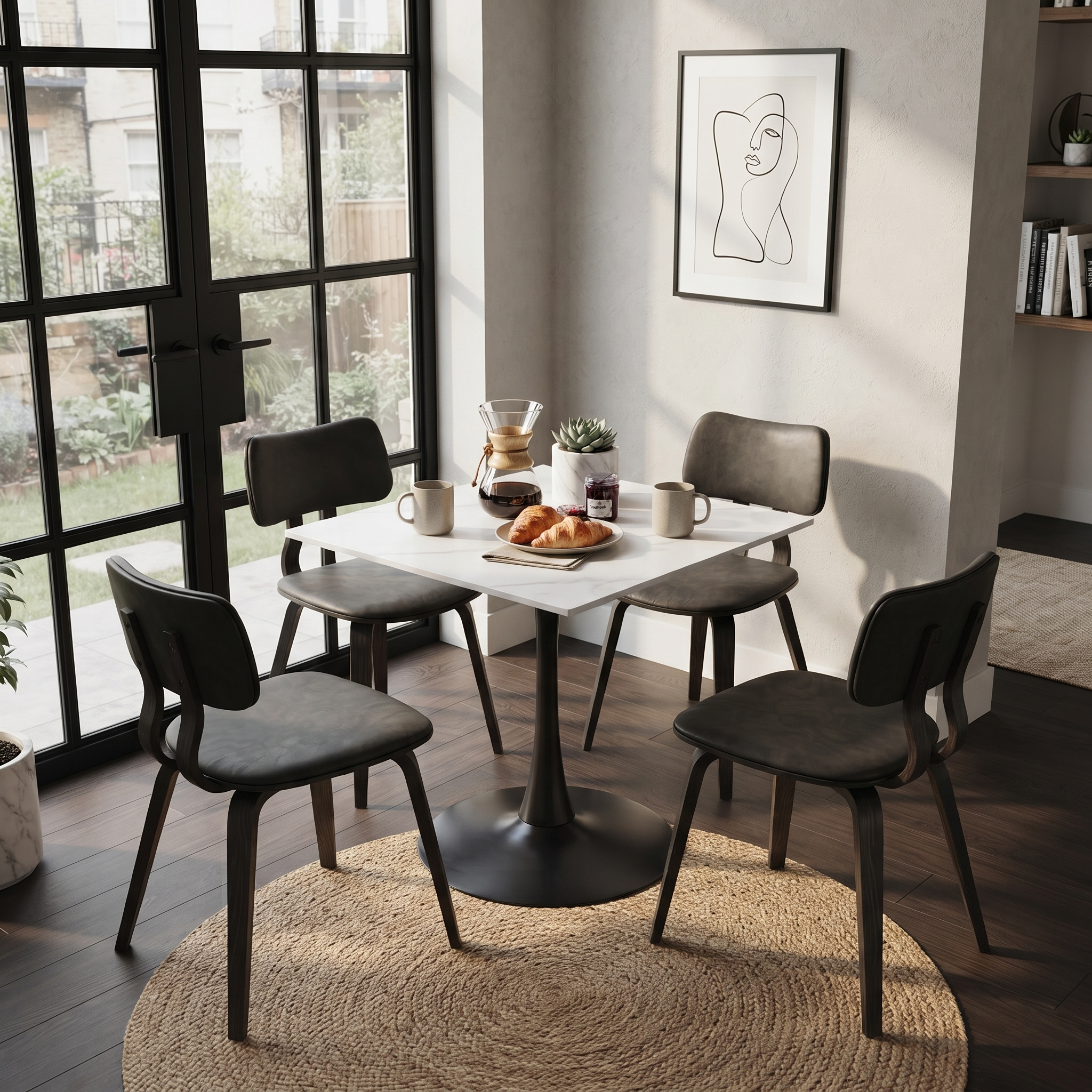Bristol Square Dining Table with Sintered Stone Top and Steel Base