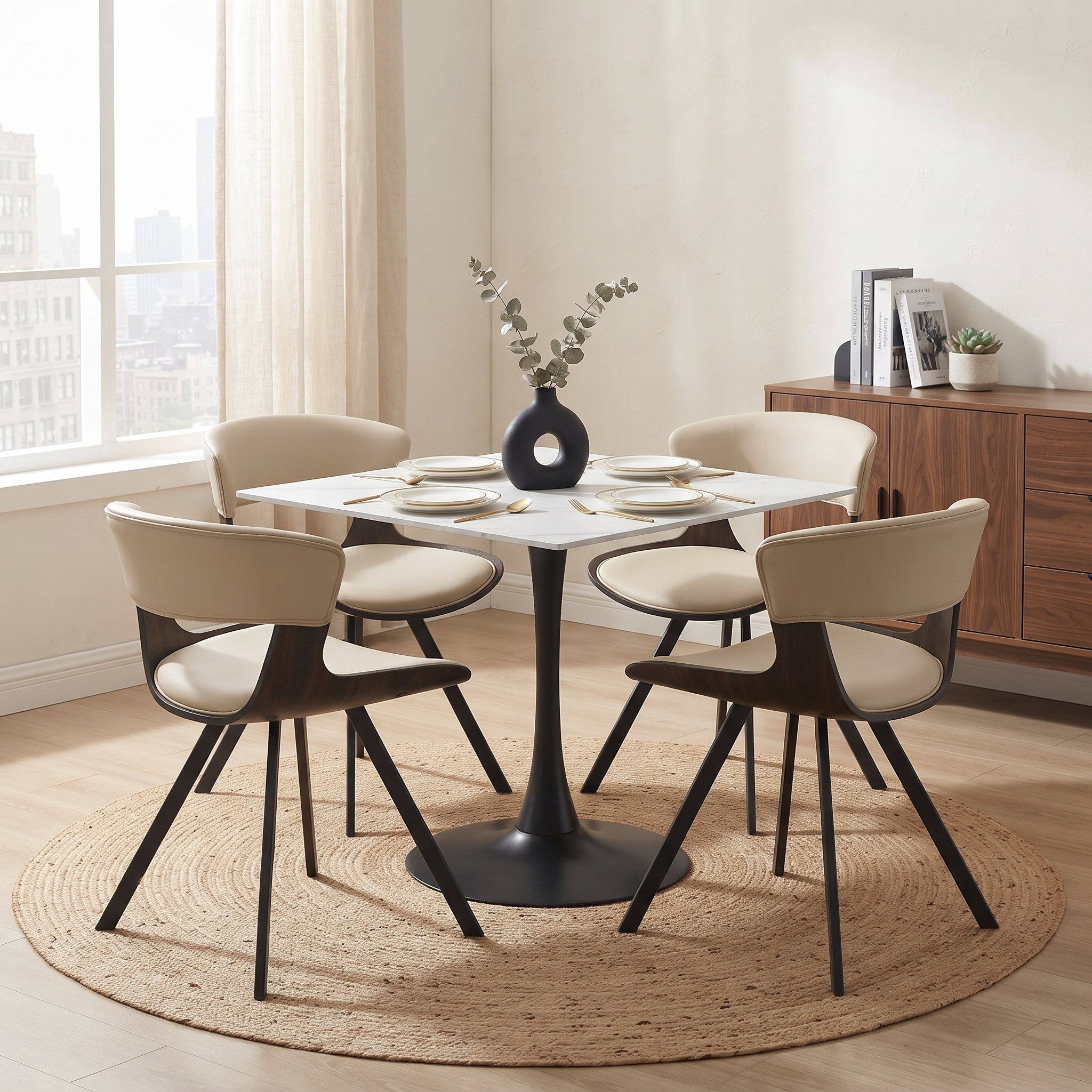 Bristol Square Dining Table with Sintered Stone Top and Steel Base