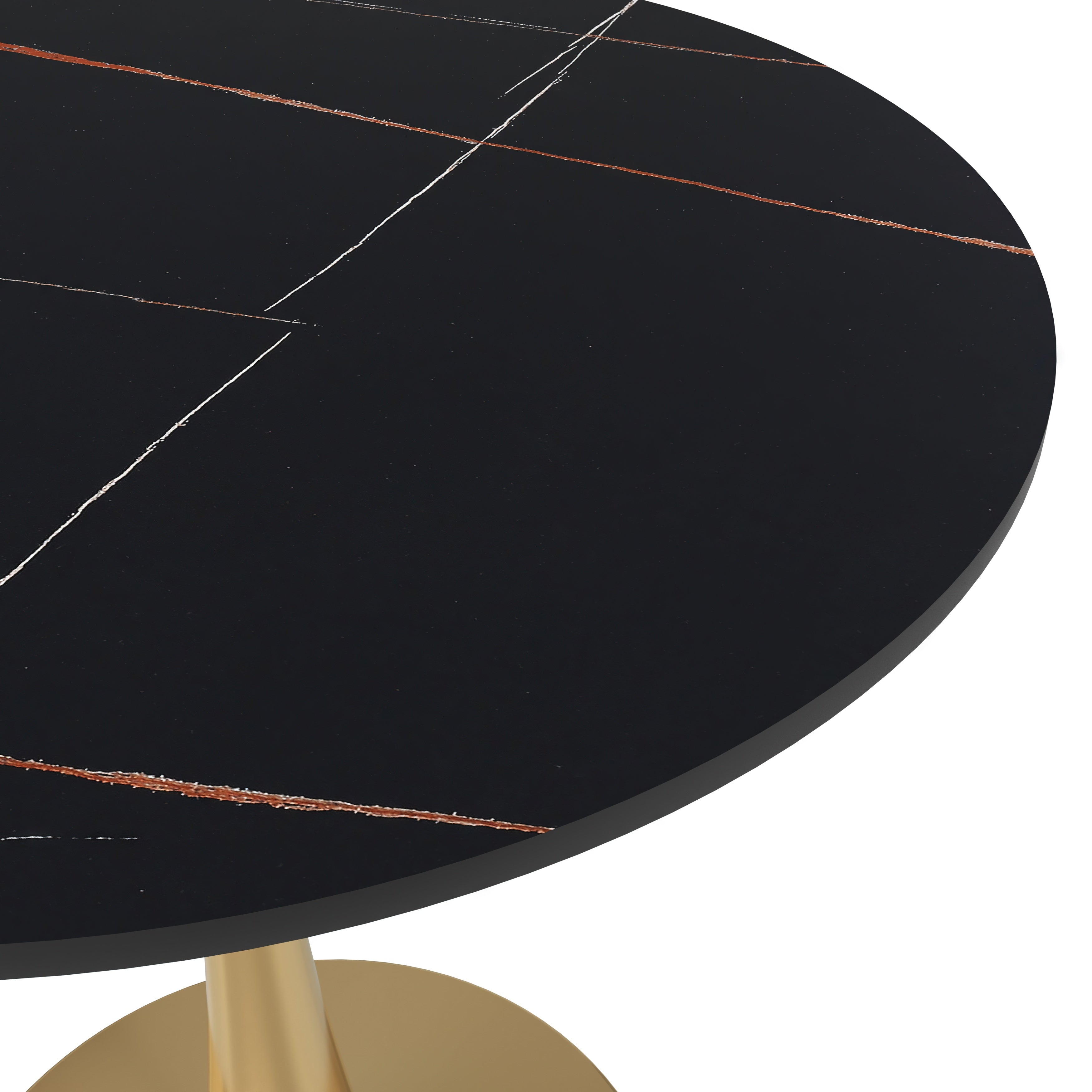 Bristol Round Dining Table with MDF/Sintered Stone Tabletop in Gold Steel