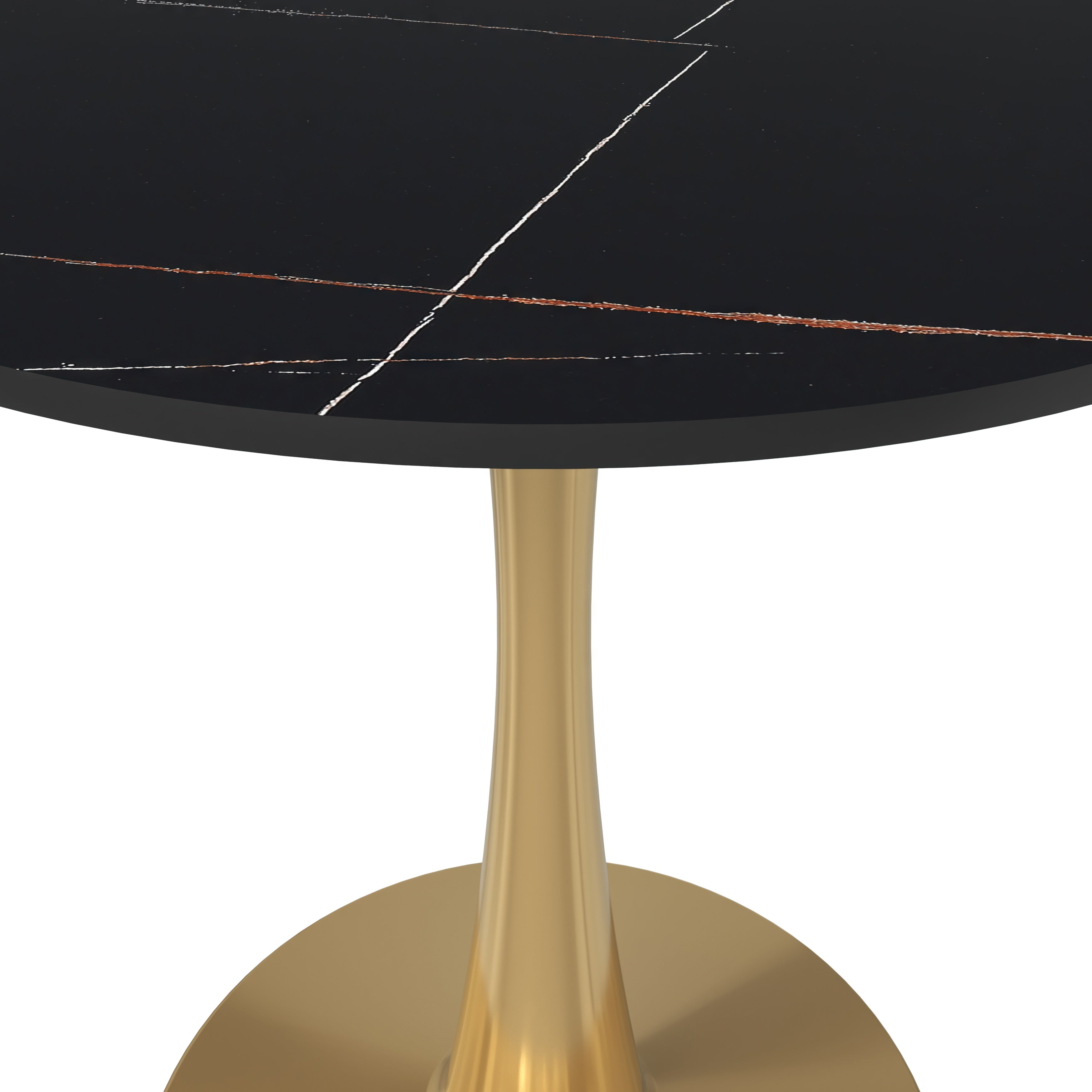 Bristol Round Dining Table with MDF/Sintered Stone Tabletop in Gold Steel