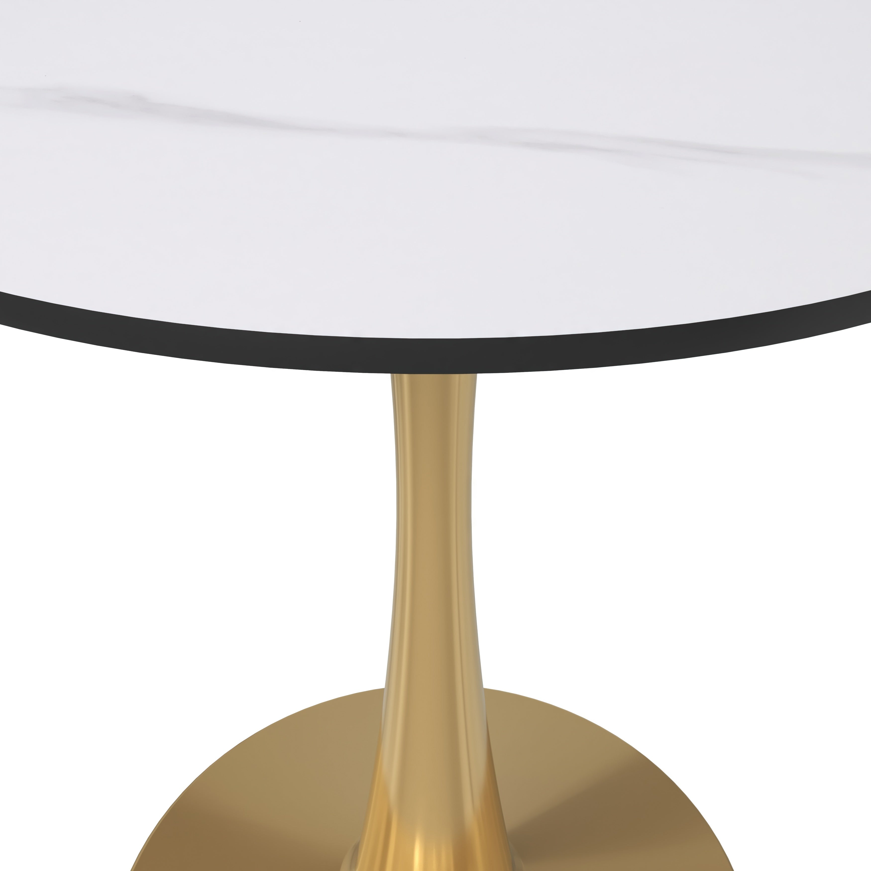 Bristol Round Dining Table with MDF/Sintered Stone Tabletop in Gold Steel