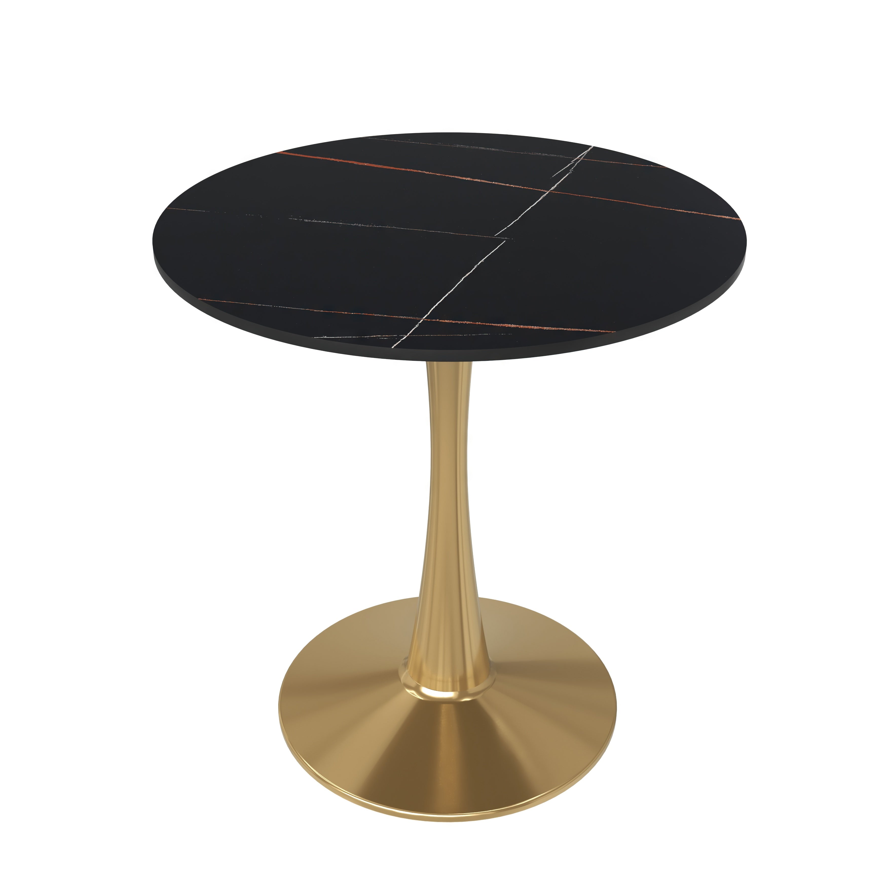 Bristol Round Dining Table with MDF/Sintered Stone Tabletop in Gold Steel