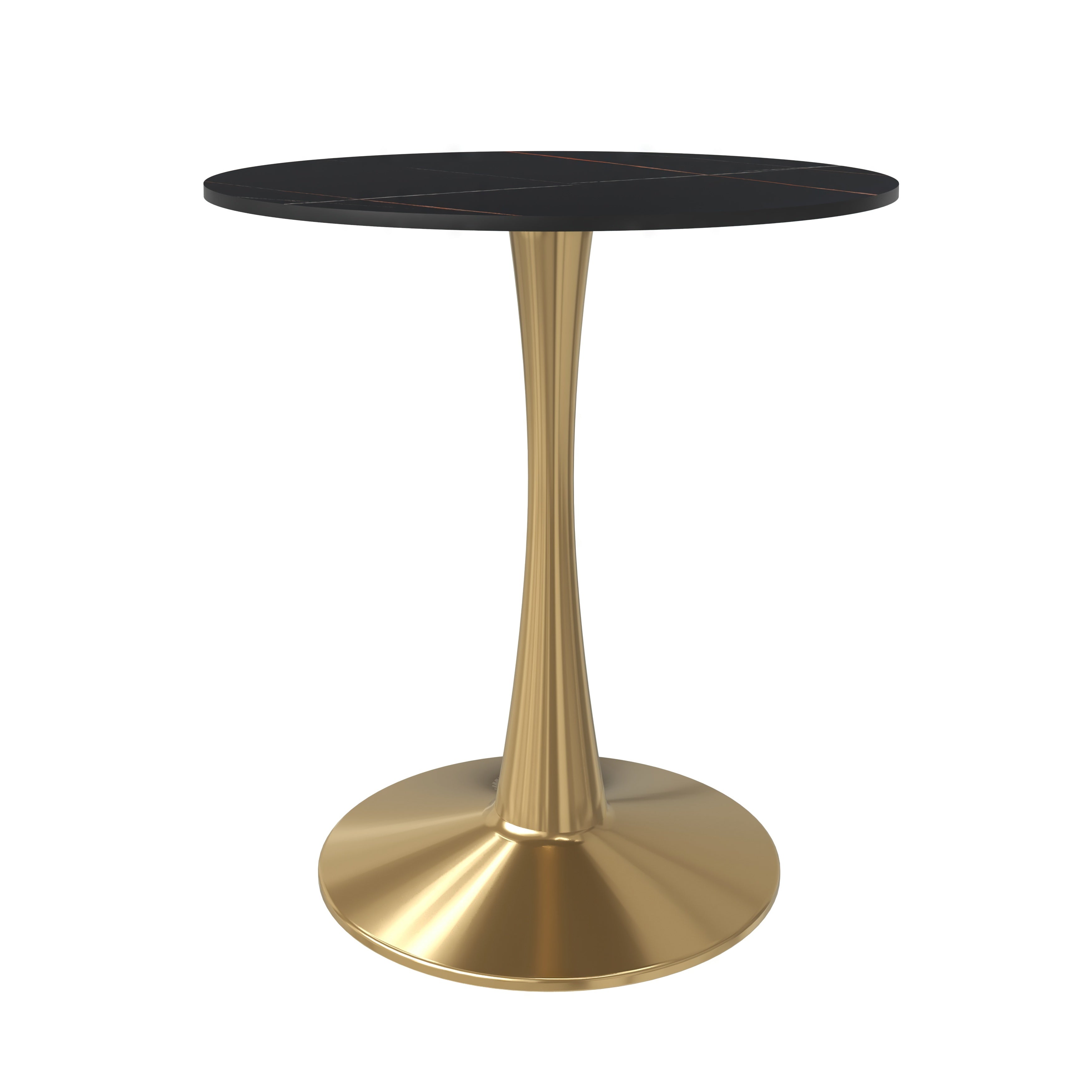 Bristol Round Dining Table with MDF/Sintered Stone Tabletop in Gold Steel
