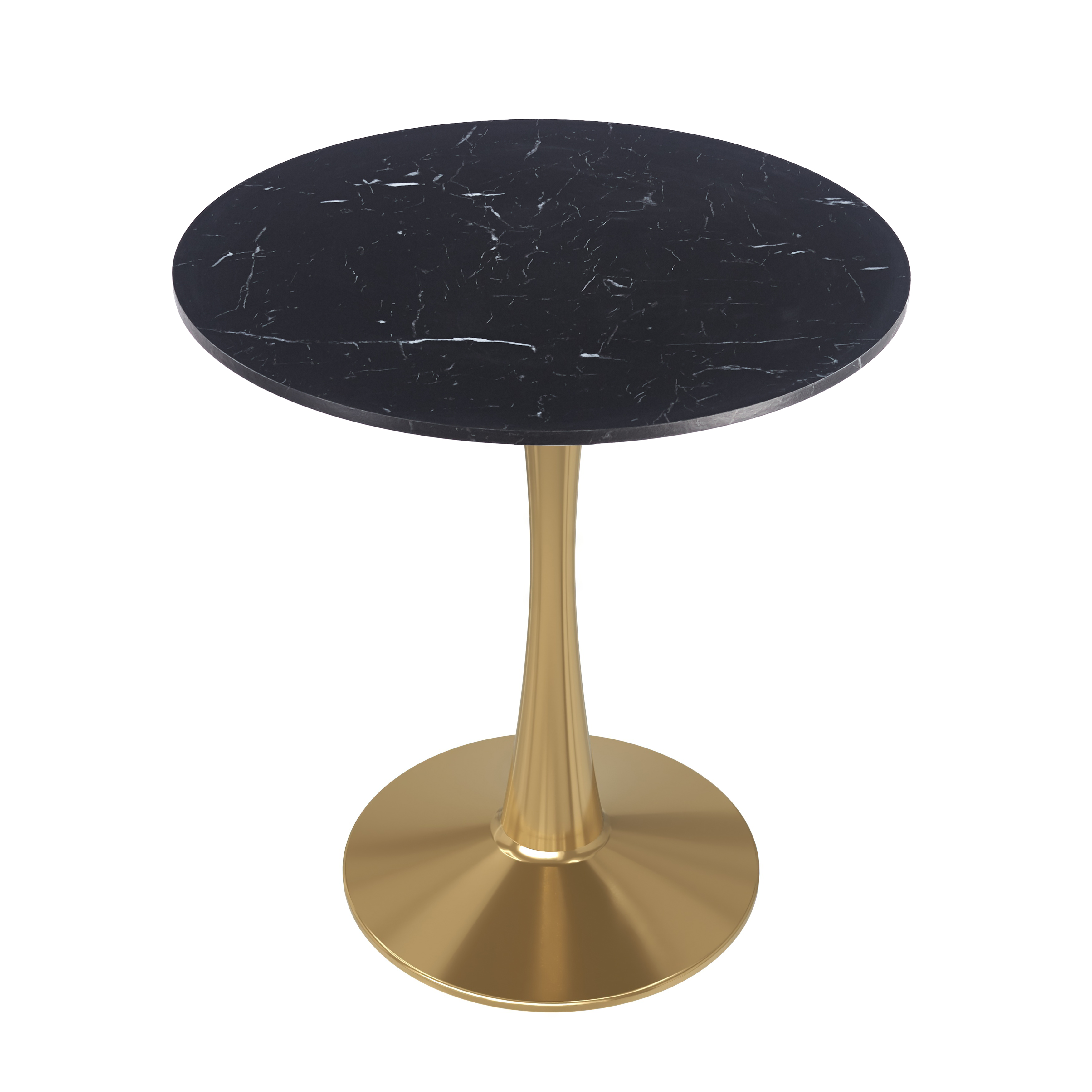 Bristol Round Dining Table with MDF/Sintered Stone/Glass Tabletop in Gold Steel